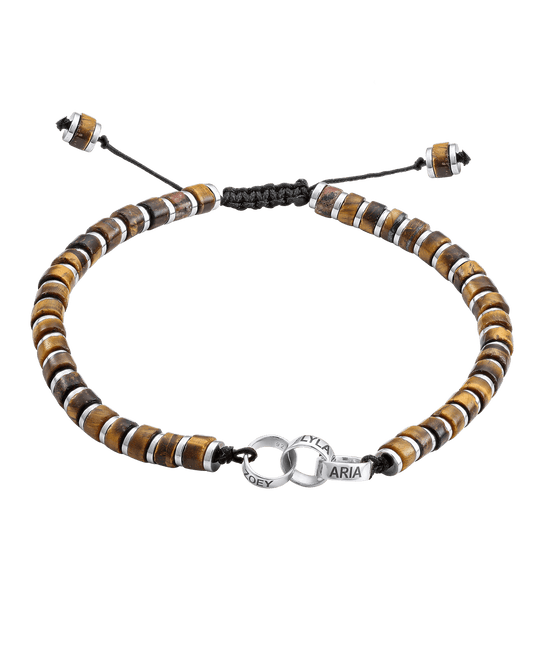 Men's Brown Tiger Eye Disc Bead & Forever Links Bracelet - 14K White Gold Bracelets magal-dev 3 Links 