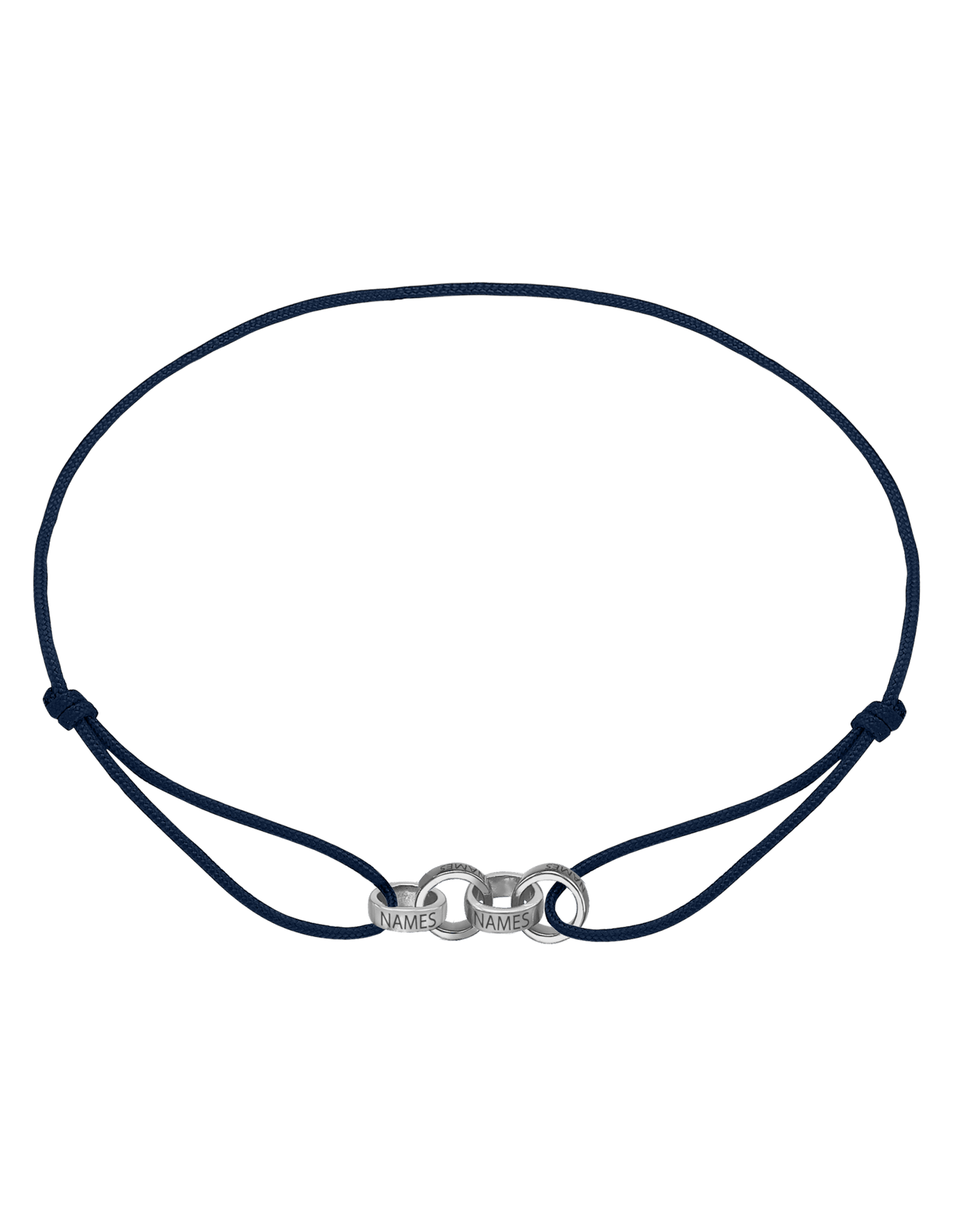 Men's Forever Engravable Link(s) Bracelet - 14K White Gold Bracelets magal-dev Navy Blue 4 Links 