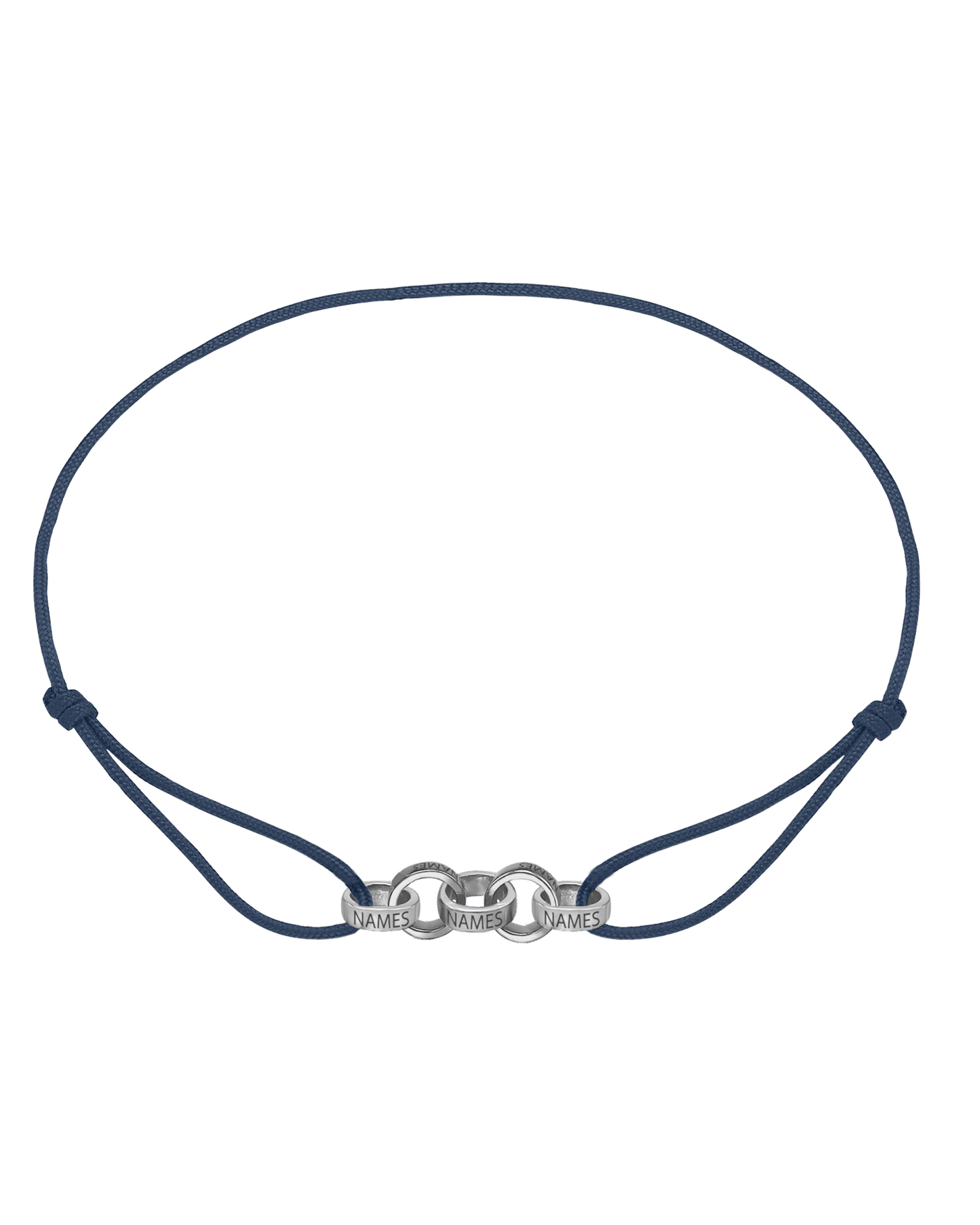 Men's Forever Engravable Link(s) Bracelet - 14K White Gold Bracelets magal-dev Navy Blue 5 Links 