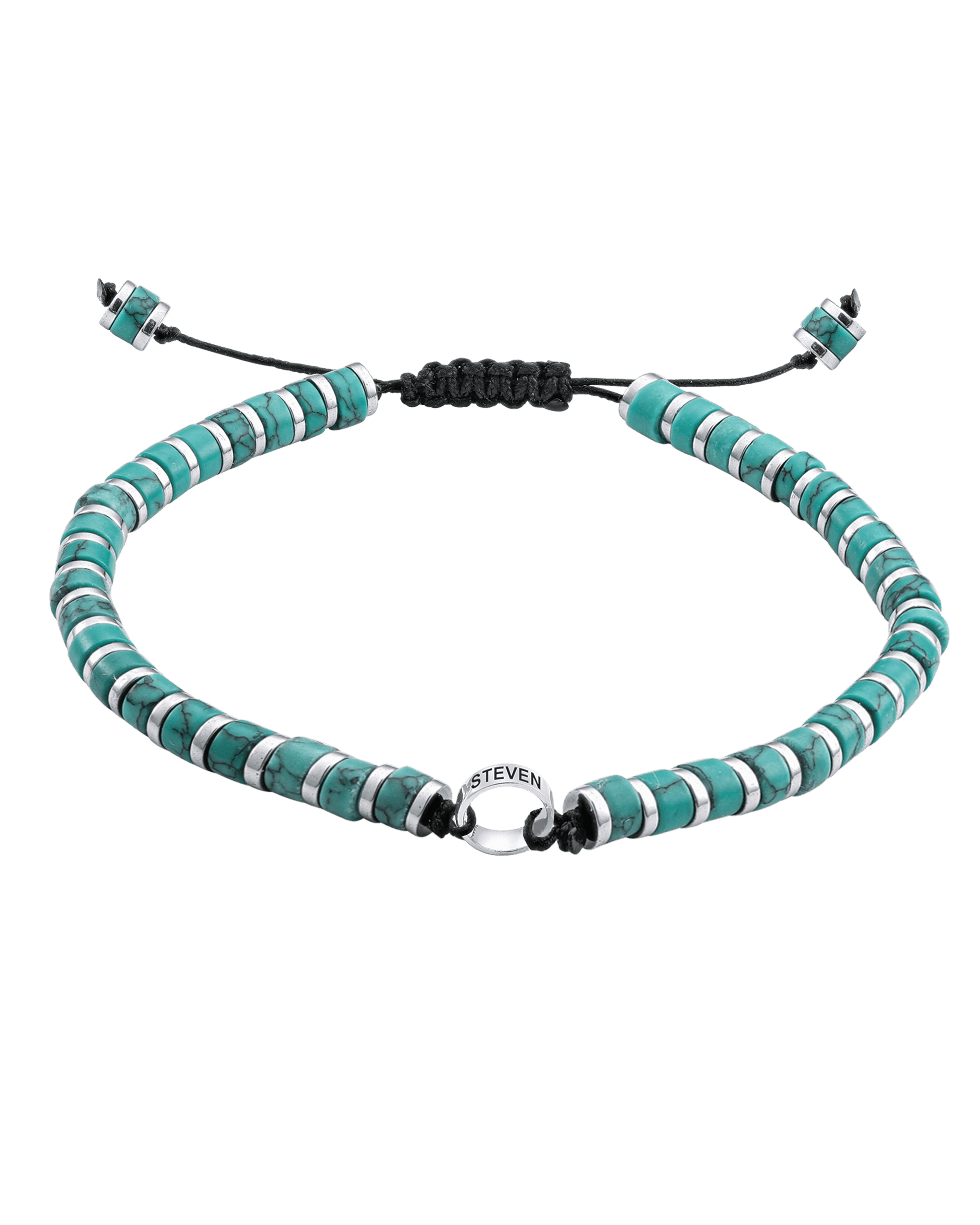Men's Howlite Turquoise Disc Bead & Forever Links Bracelet - 14K White Gold Bracelets magal-dev 1 Link 