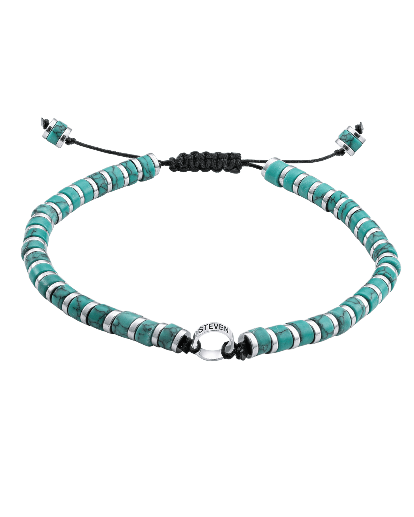 Men's Howlite Turquoise Disc Bead & Forever Links Bracelet - 925 Sterling Silver Bracelets magal-dev 1 Link 