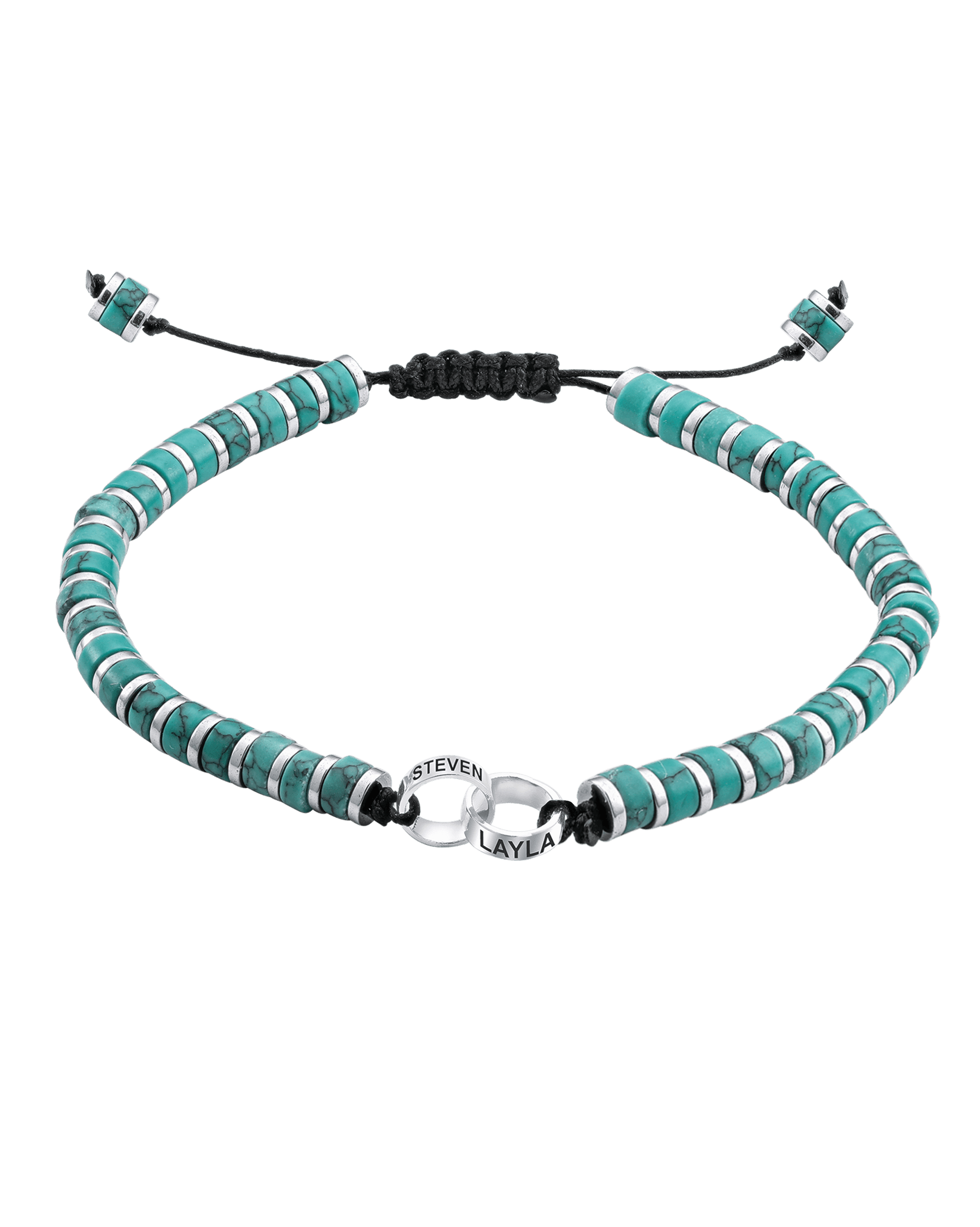 Men's Howlite Turquoise Disc Bead & Forever Links Bracelet - 925 Sterling Silver Bracelets magal-dev 2 Links 