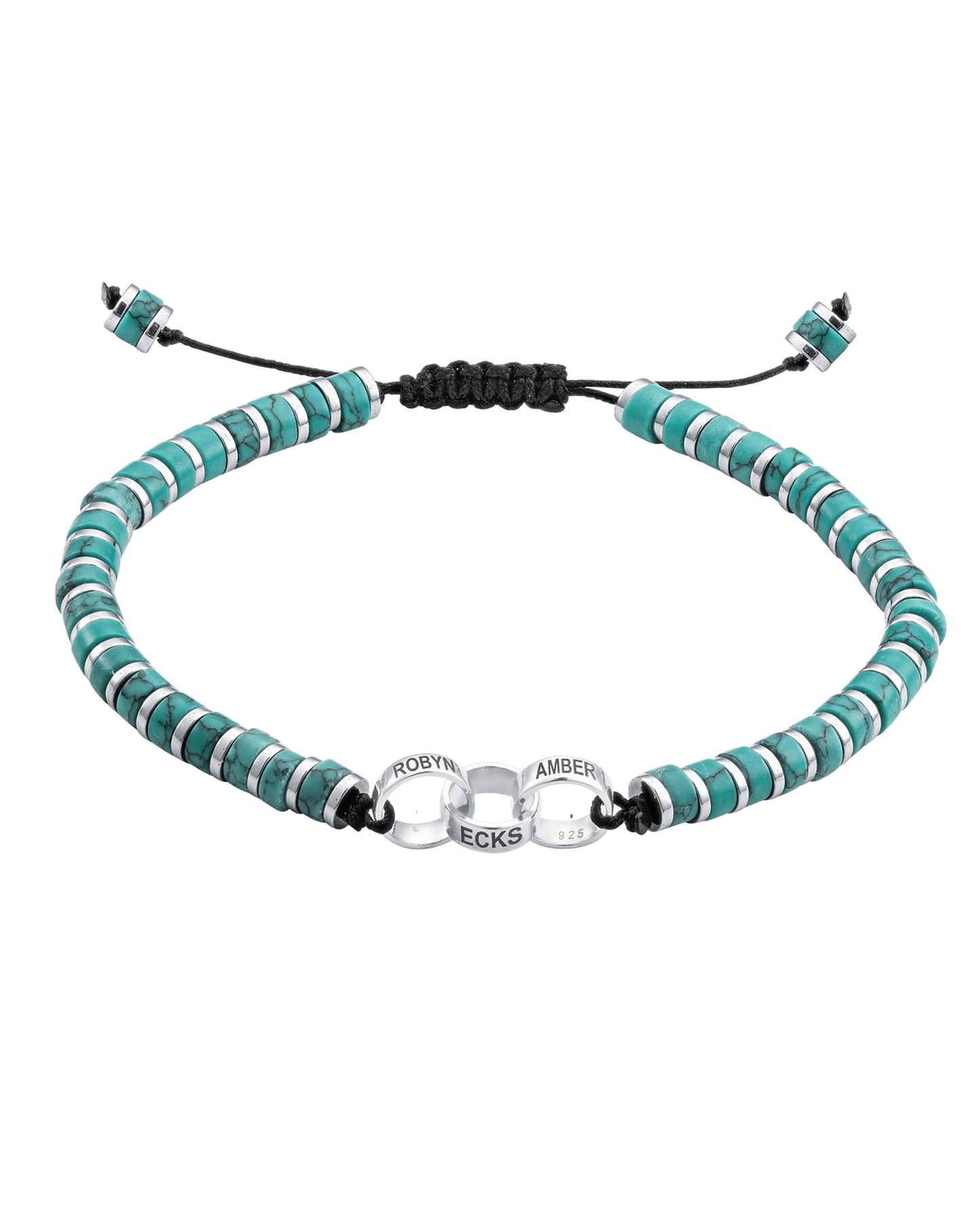 Men's Howlite Turquoise Disc Bead & Forever Links Bracelet - 14K White Gold Bracelets magal-dev 3 Links 