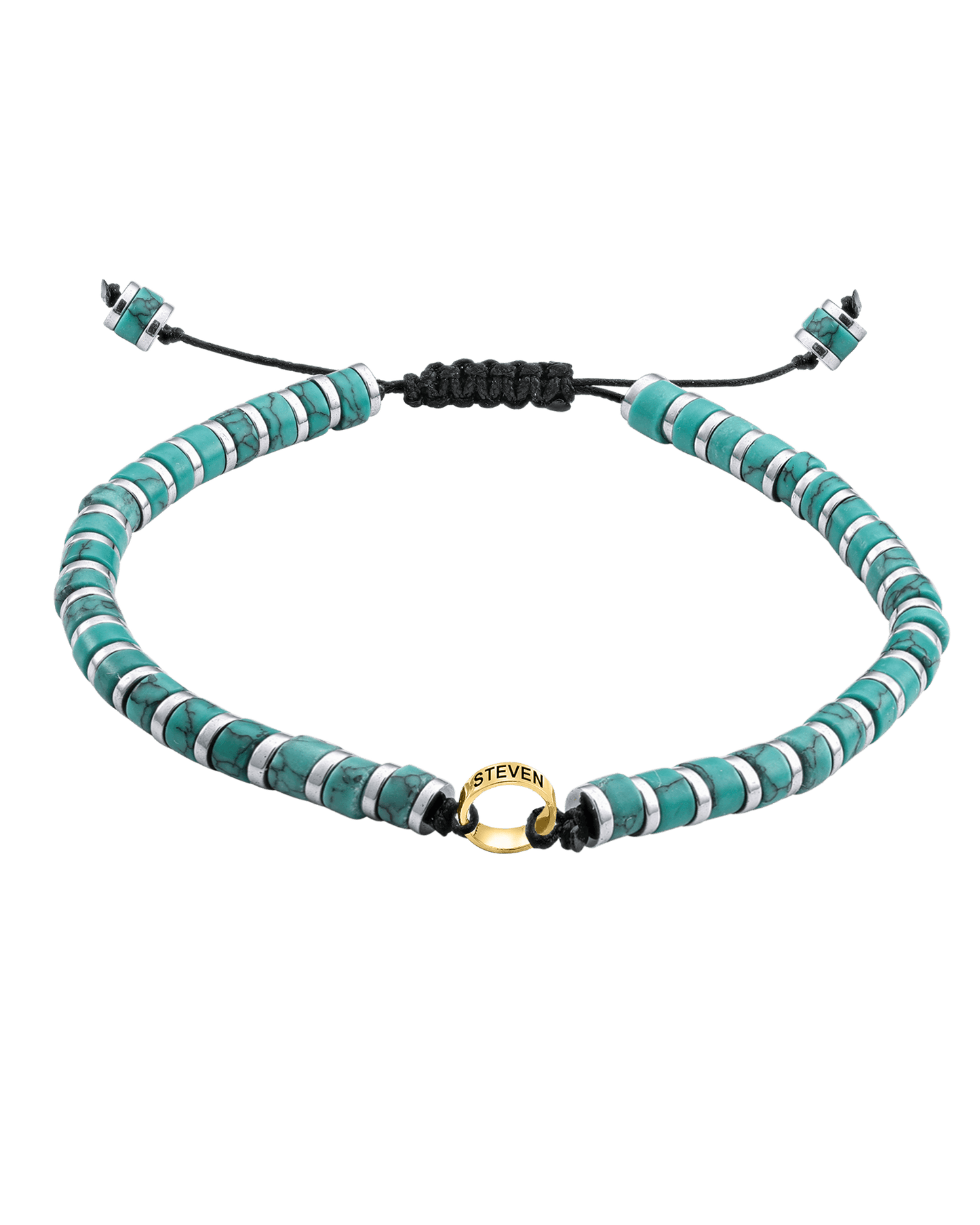 Men's Howlite Turquoise Disc Bead & Forever Links Bracelet - 14K Yellow Gold Bracelets magal-dev 1 Link 