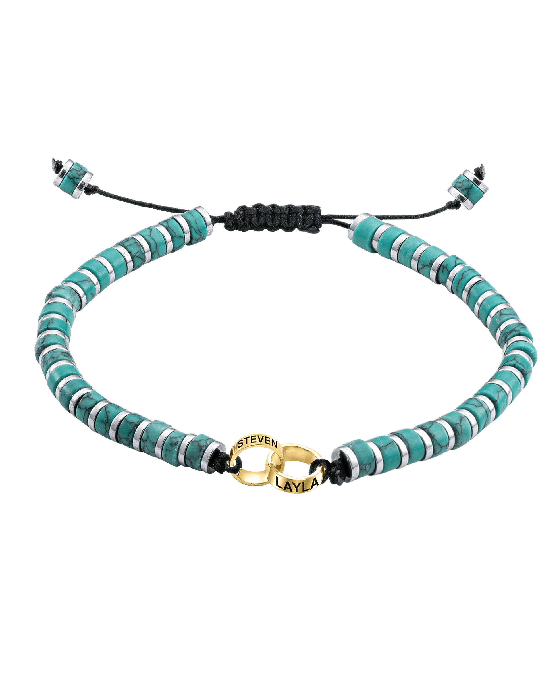 Men's Howlite Turquoise Disc Bead & Forever Links Bracelet - 14K Yellow Gold Bracelets magal-dev 2 Links 