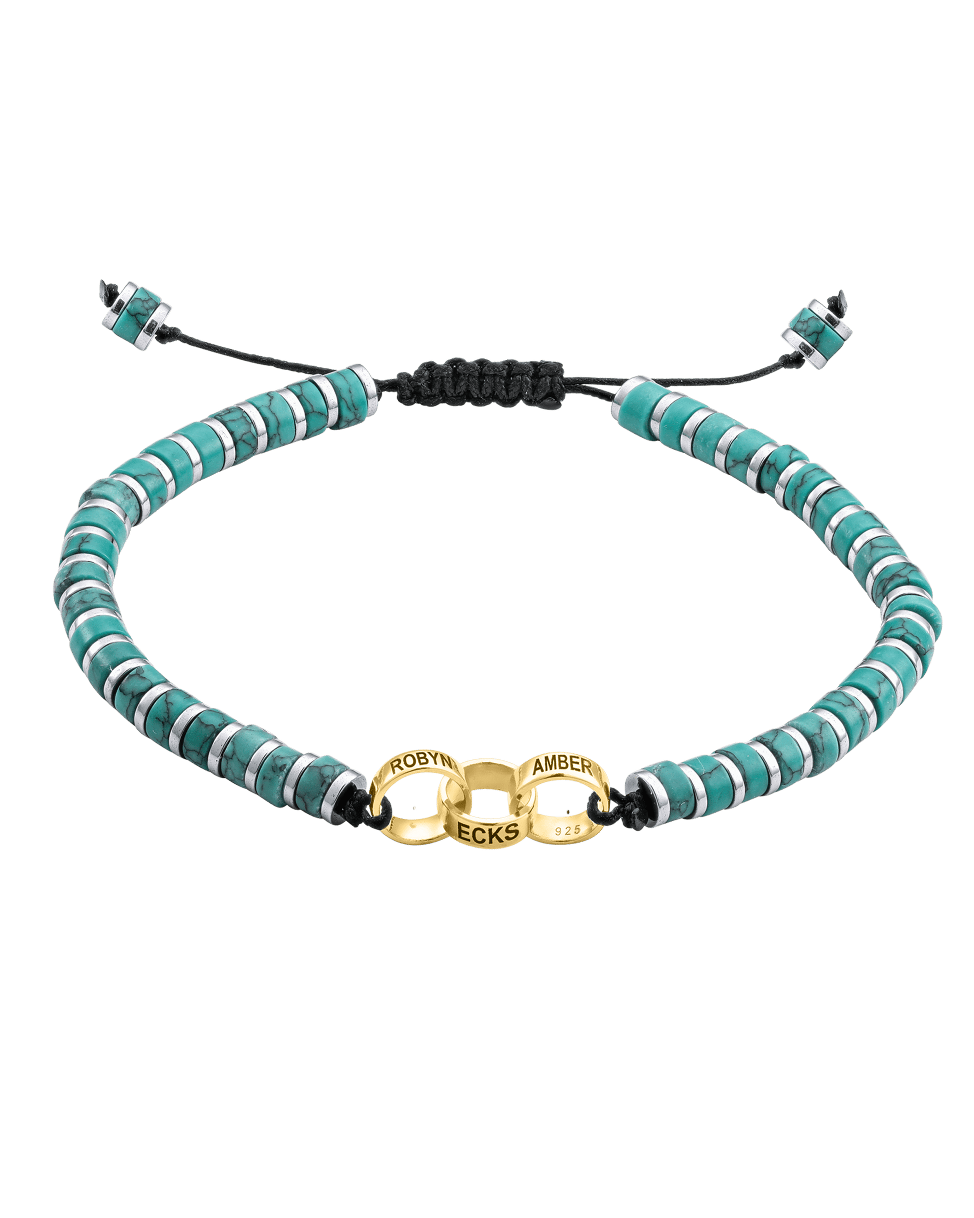 Men's Howlite Turquoise Disc Bead & Forever Links Bracelet - 14K Yellow Gold Bracelets magal-dev 3 Links 