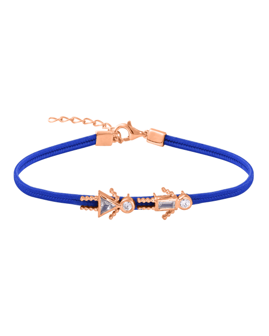 Mini Me Cord Bracelet - 18K Rose Vermeil Bracelets magal-dev Blue 2 6"+1.5" extender