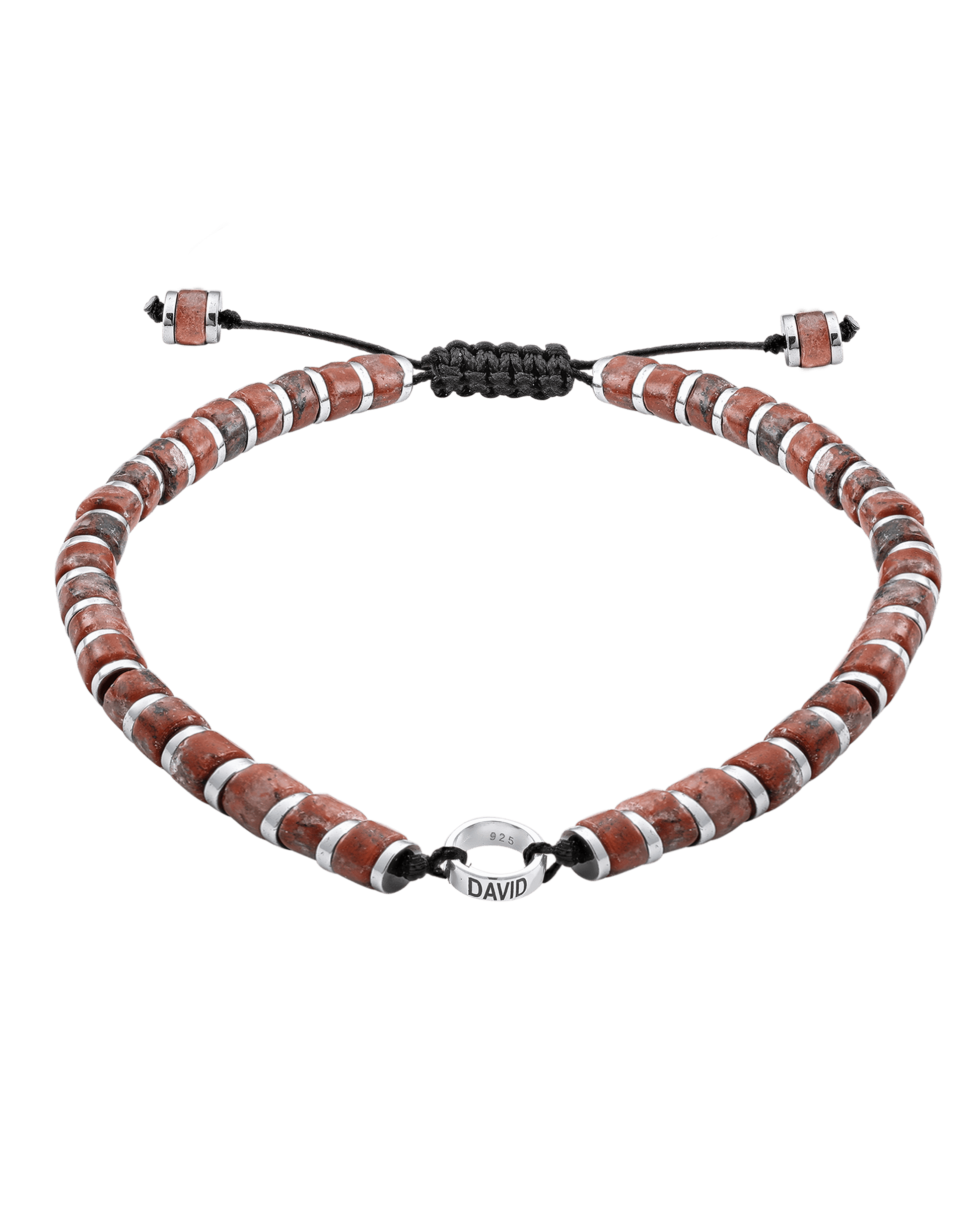 Men's Red Jasper Disc Bead & Forever Links Bracelet - 925 Sterling Silver Bracelets magal-dev 1 Link 