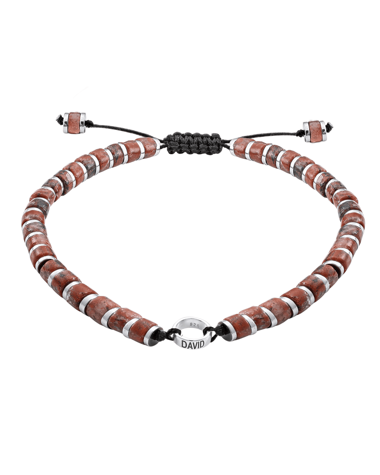 Men's Red Jasper Disc Bead & Forever Links Bracelet - 14K White Gold Bracelets magal-dev 1 Link 