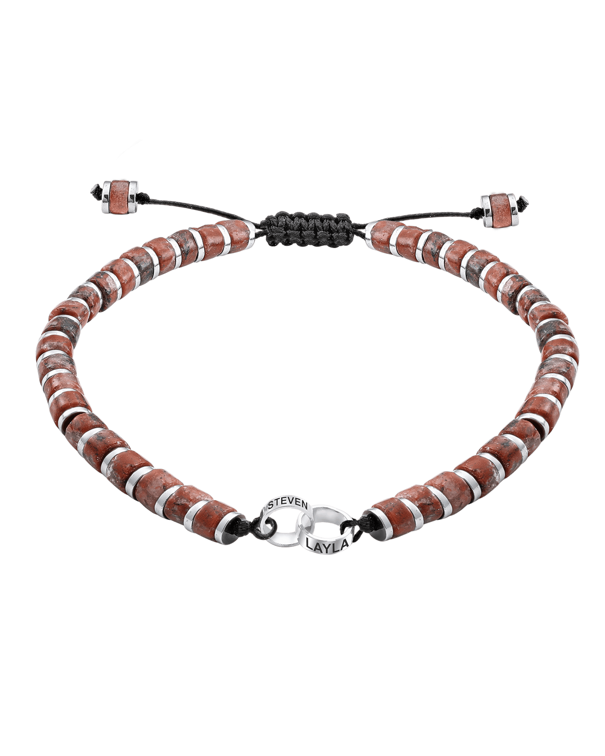 Men's Red Jasper Disc Bead & Forever Links Bracelet - 925 Sterling Silver Bracelets magal-dev 2 Links 