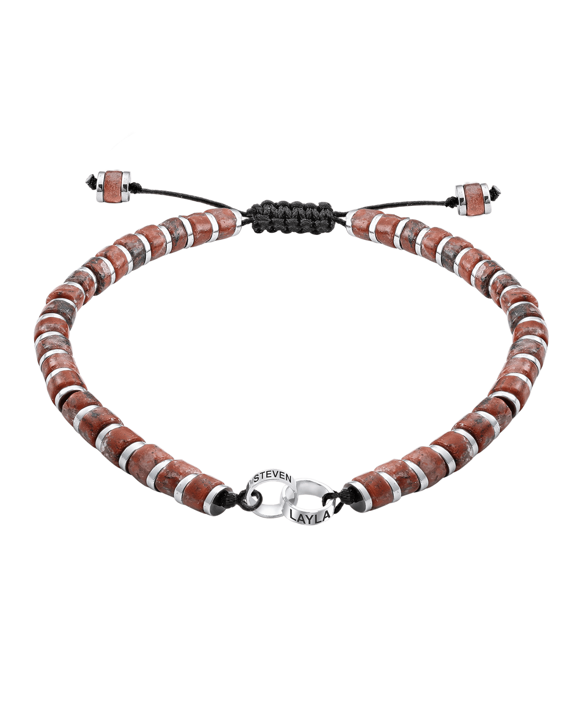 Men's Red Jasper Disc Bead & Forever Links Bracelet - 14K White Gold Bracelets magal-dev 2 Links 