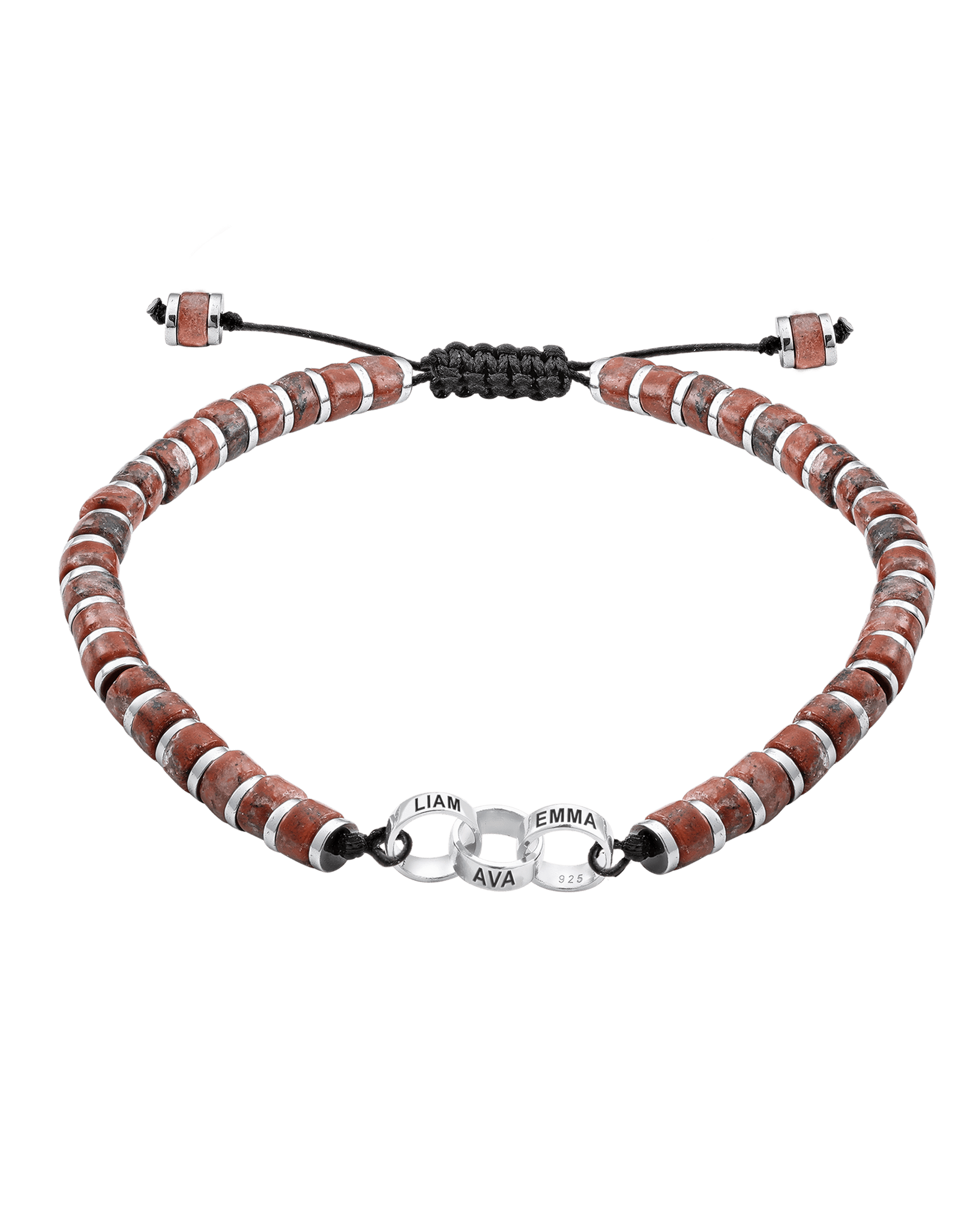 Men's Red Jasper Disc Bead & Forever Links Bracelet - 925 Sterling Silver Bracelets magal-dev 3 Links 