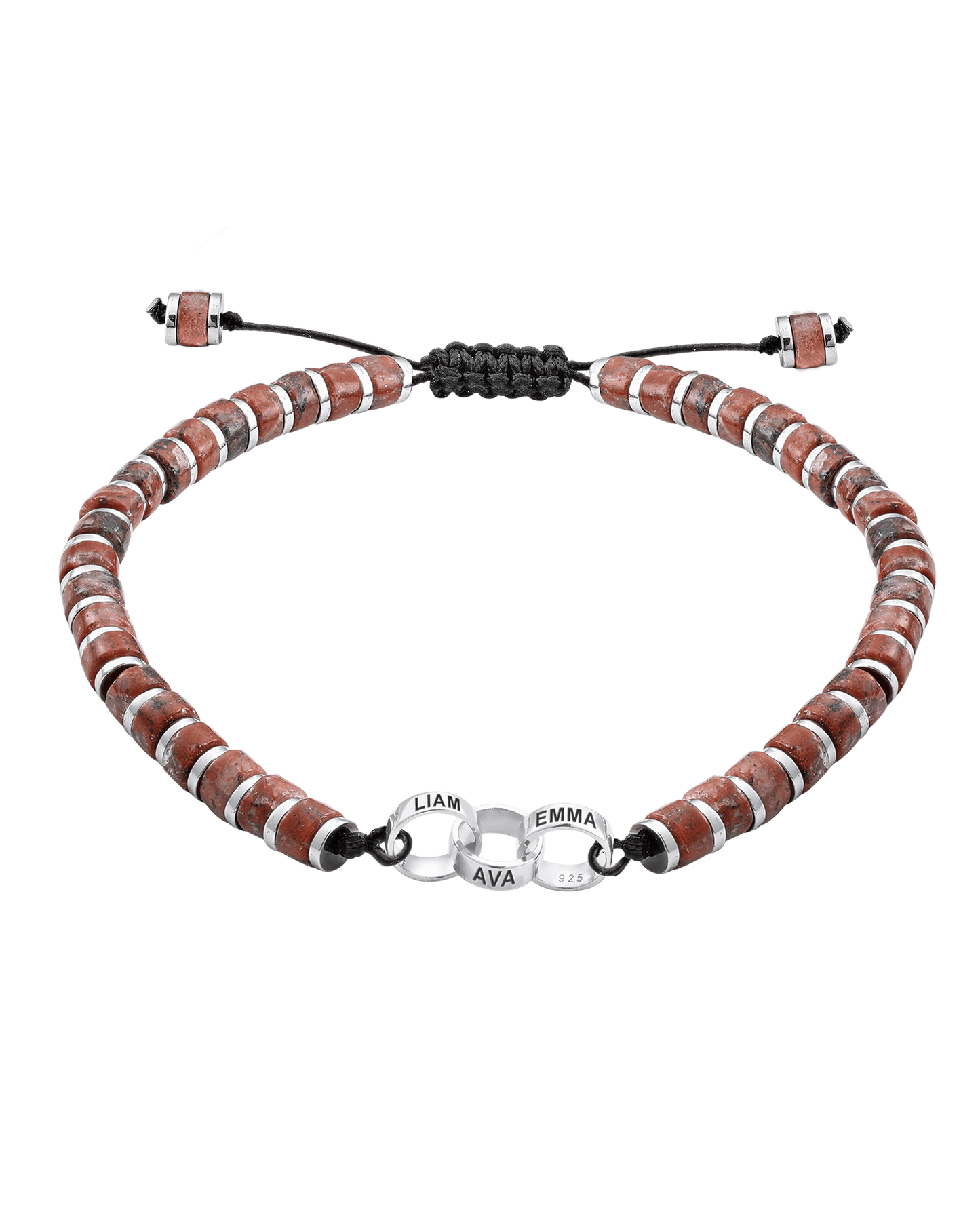 Men's Red Jasper Disc Bead & Forever Links Bracelet - 14K White Gold Bracelets magal-dev 3 Links 
