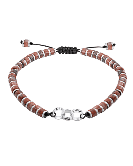 Men's Red Jasper Disc Bead & Forever Links Bracelet - 14K White Gold Bracelets magal-dev 3 Links 