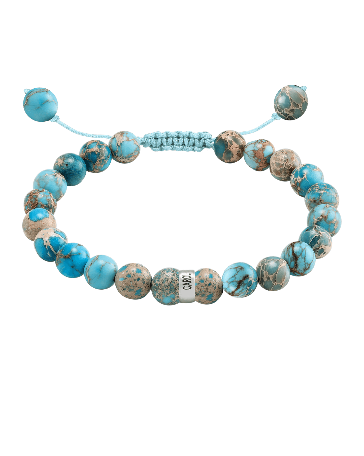 Men's Turquoise Imperial Jasper Engravable Bead Bracelet - 925 Sterling Silver Bracelets magal-dev 1 Link 