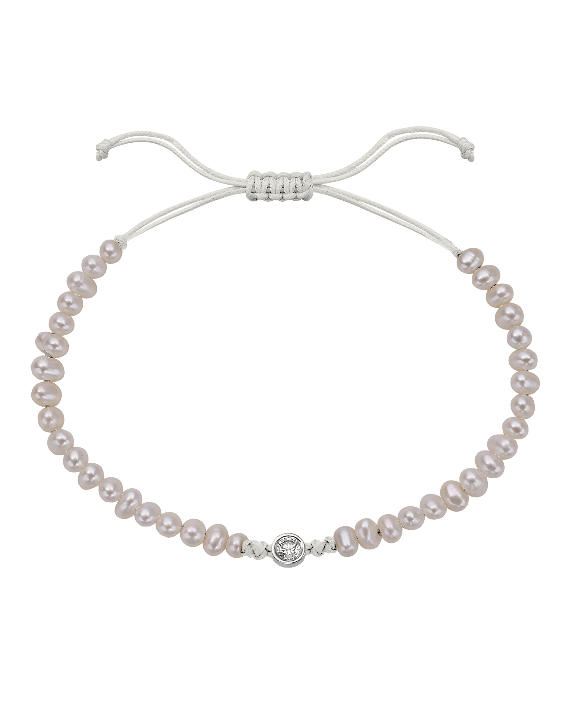Natural Pearl String of Love Bracelet - 14K White Gold Bracelet magal-dev Pearl Large: 0.1ct 