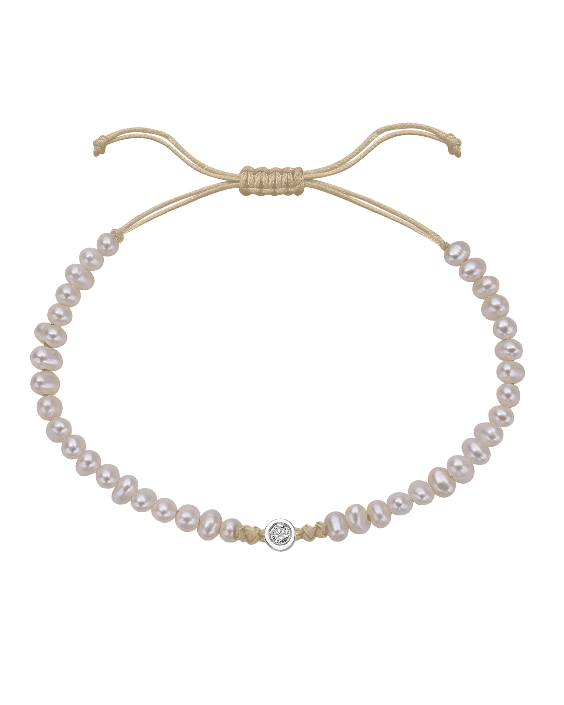 Natural Pearl String of Love Bracelet - 14K White Gold Bracelet magal-dev Beige Medium: 0.04ct 
