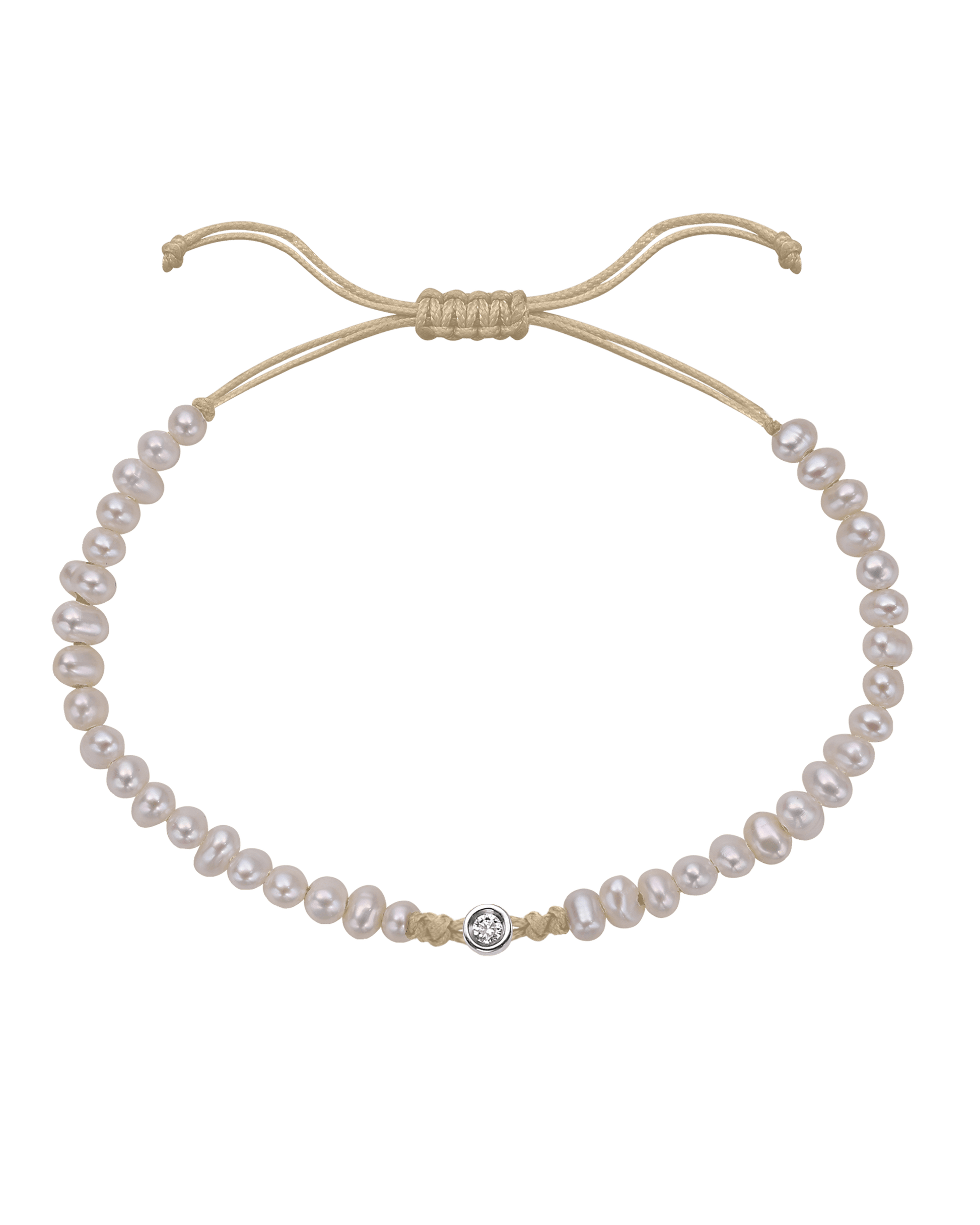 Natural Pearl String of Love Bracelet - 14K White Gold Bracelet magal-dev Beige Small: 0.03ct 