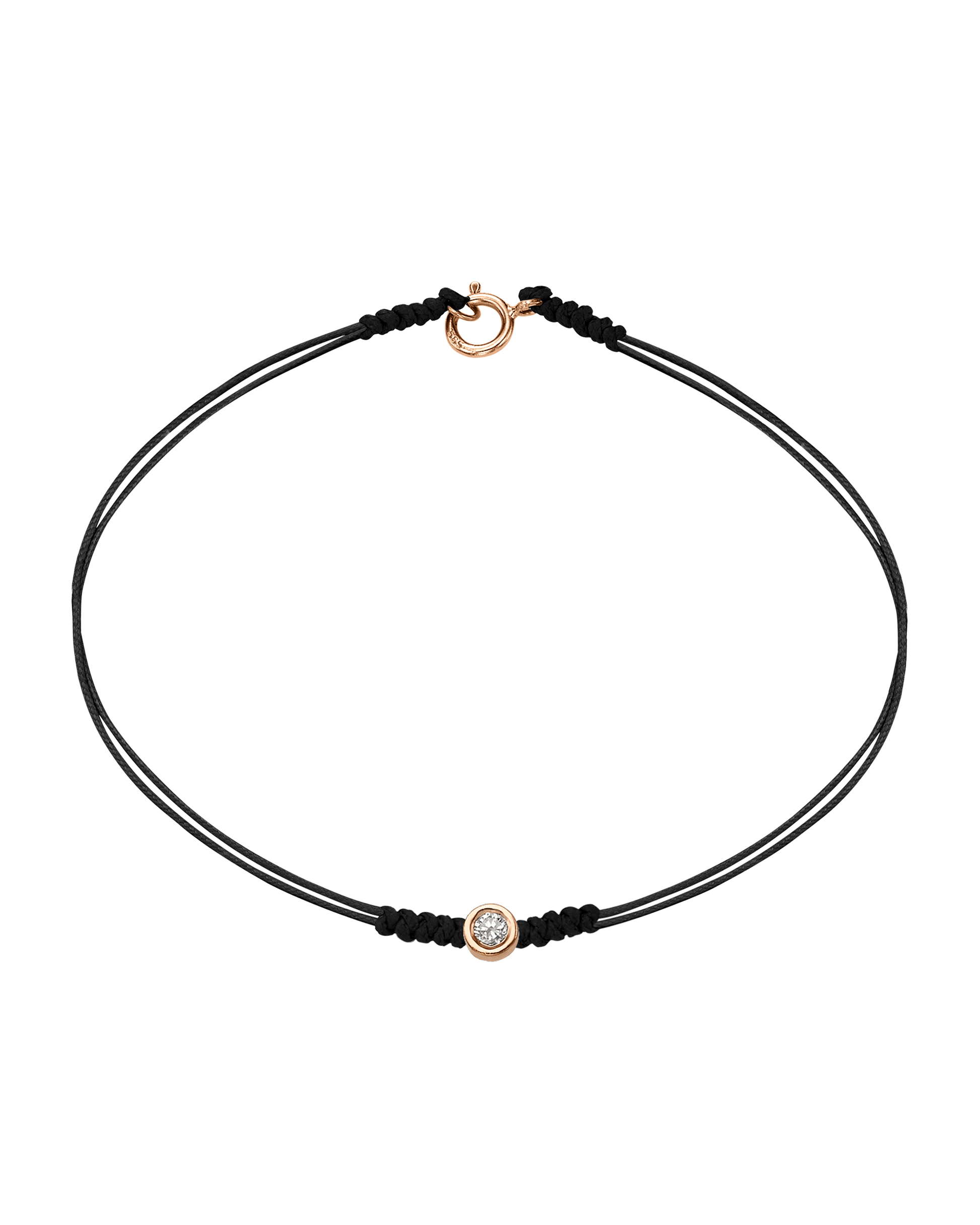 The Classic String of Love with clasp - 14K Rose Gold Bracelets 14K Solid Gold Black Medium: 0.04ct Small - 6 Inches (15.5cm)