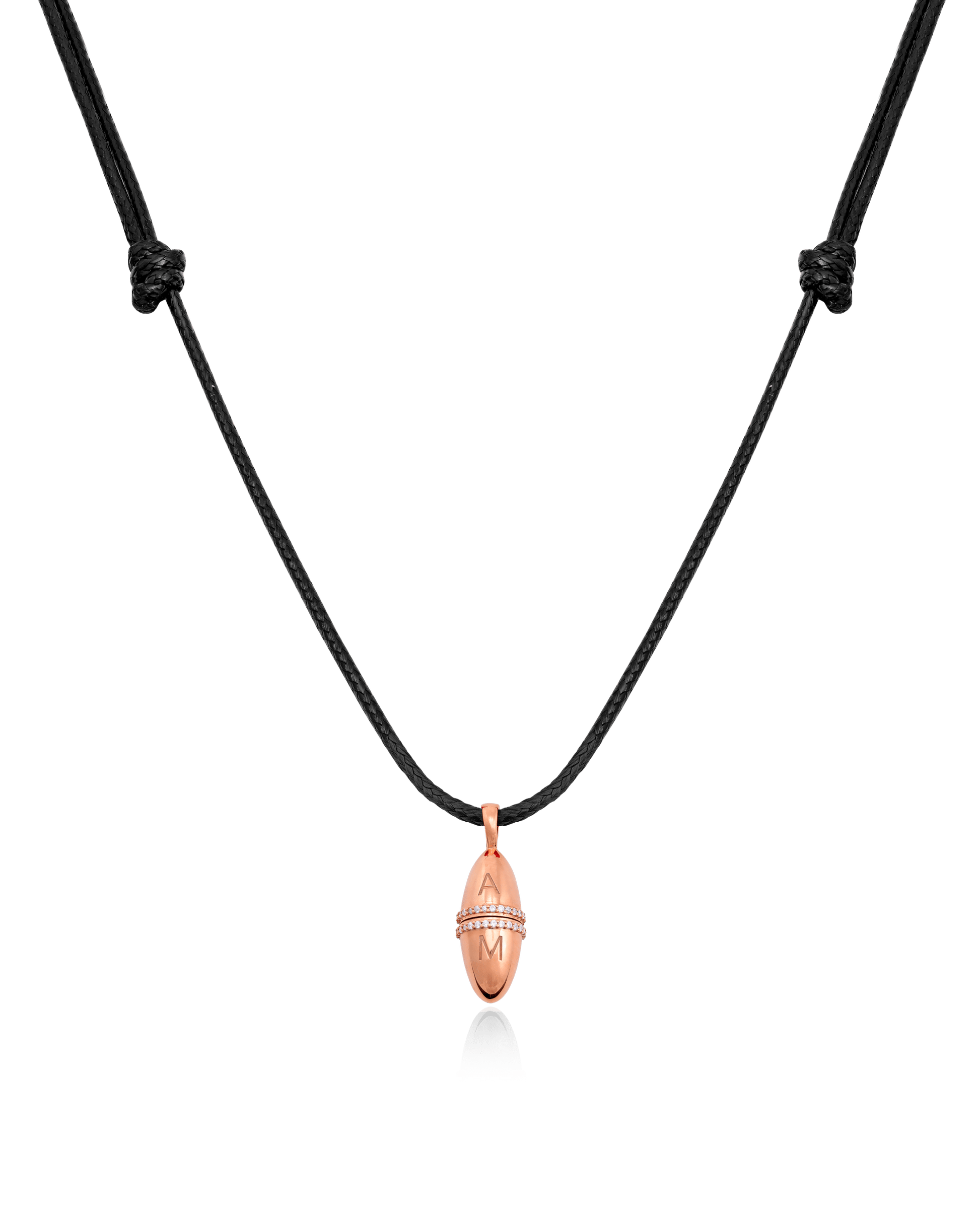 Fabergé Cord Necklace - 18K Rose Vermeil Necklaces magal-dev Black Adjustable Leather Cord 20"-24" 