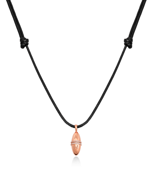 Fabergé Cord Necklace - 18K Rose Vermeil Necklaces magal-dev Black Adjustable Leather Cord 20"-24" 