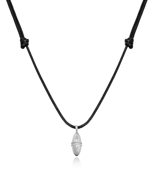 Fabergé Cord Necklace - 925 Sterling Silver Necklaces magal-dev Black Adjustable Leather Cord 20"-24" 