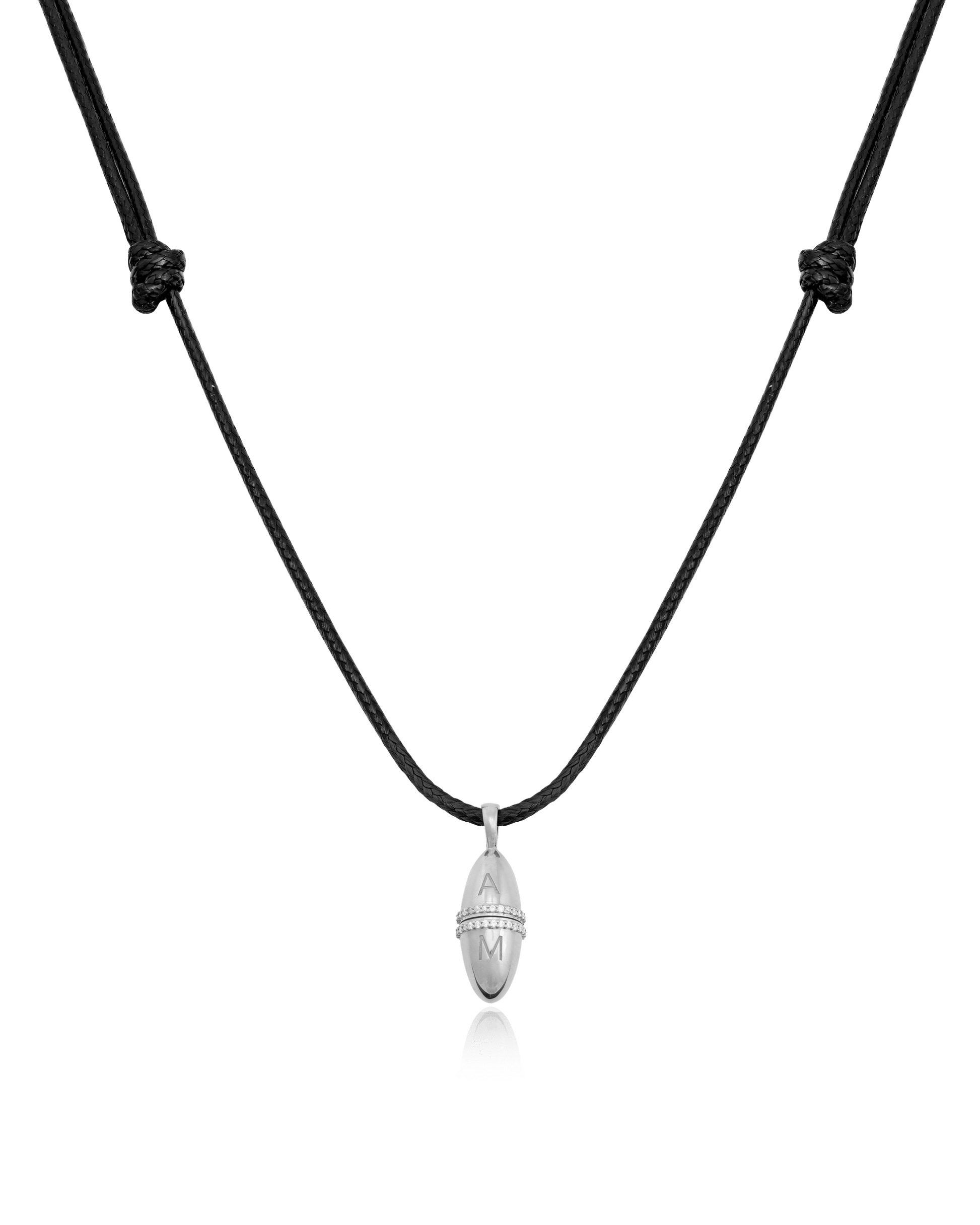 Fabergé Cord Necklace - 925 Sterling Silver Necklaces magal-dev Black Adjustable Leather Cord 20"-24" 