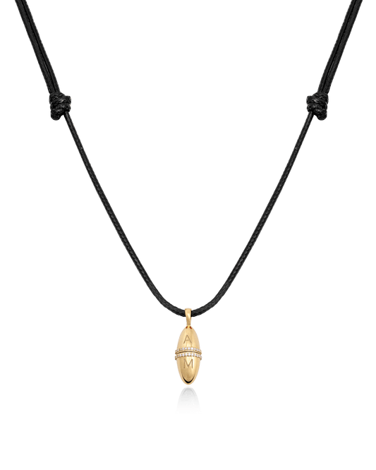Fabergé Cord Necklace - 18K Gold Vermeil Necklaces magal-dev Black Adjustable Leather Cord 20"-24" 