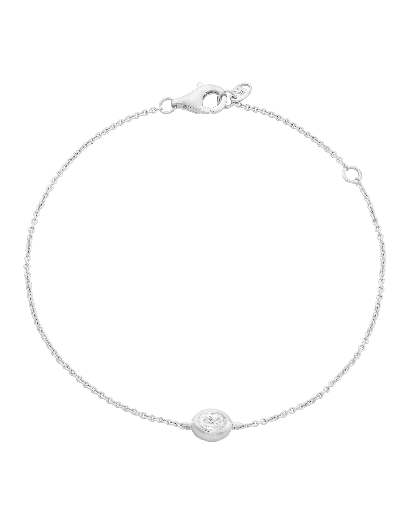 Oval Solitaire Diamond Bracelet - 925 Sterling Silver Bracelets magal-dev 0.10 CT 6"+1“ extender 
