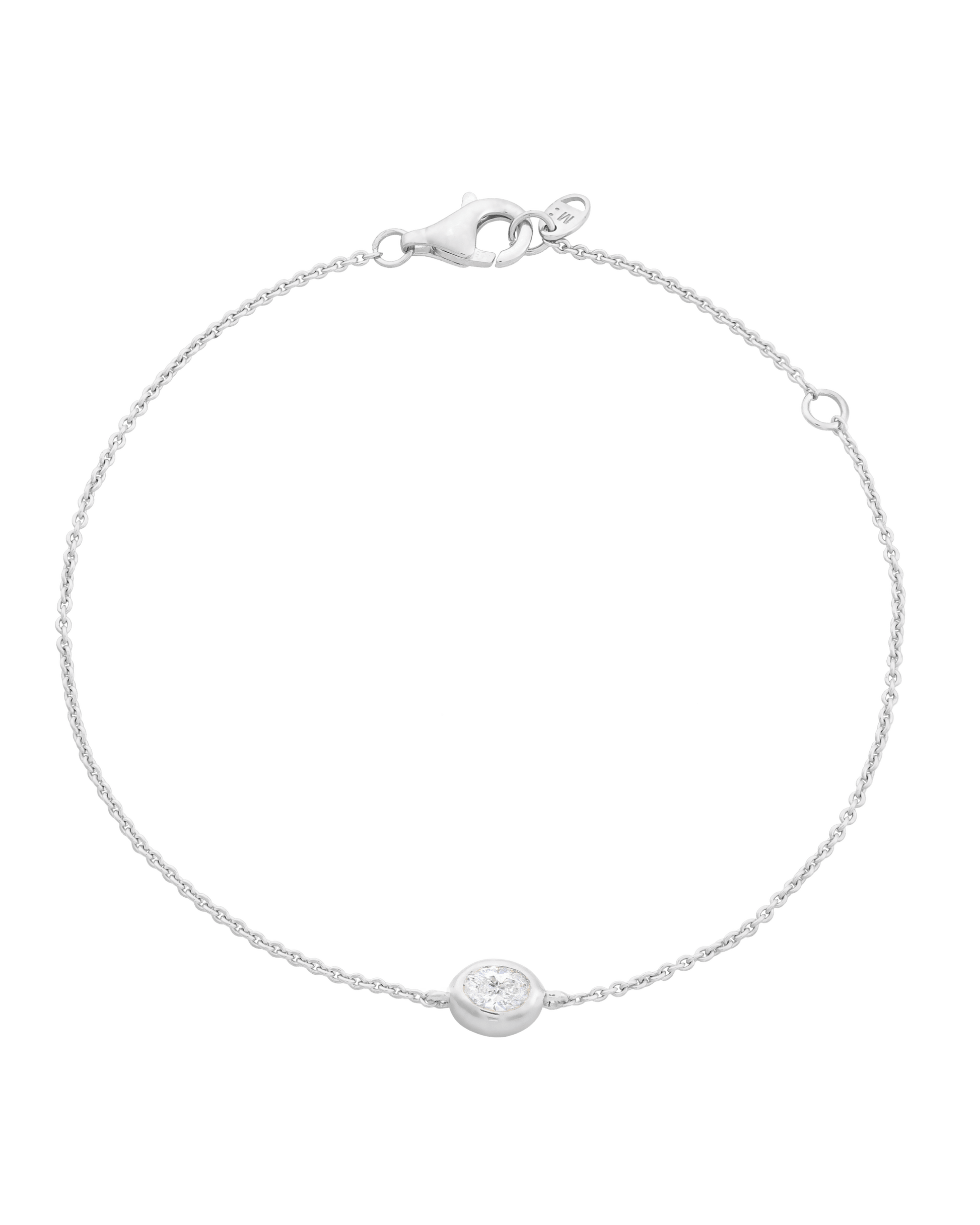 Oval Solitaire Diamond Bracelet - 14K White Gold Bracelets magal-dev 0.10 CT 6"+1“ extender 