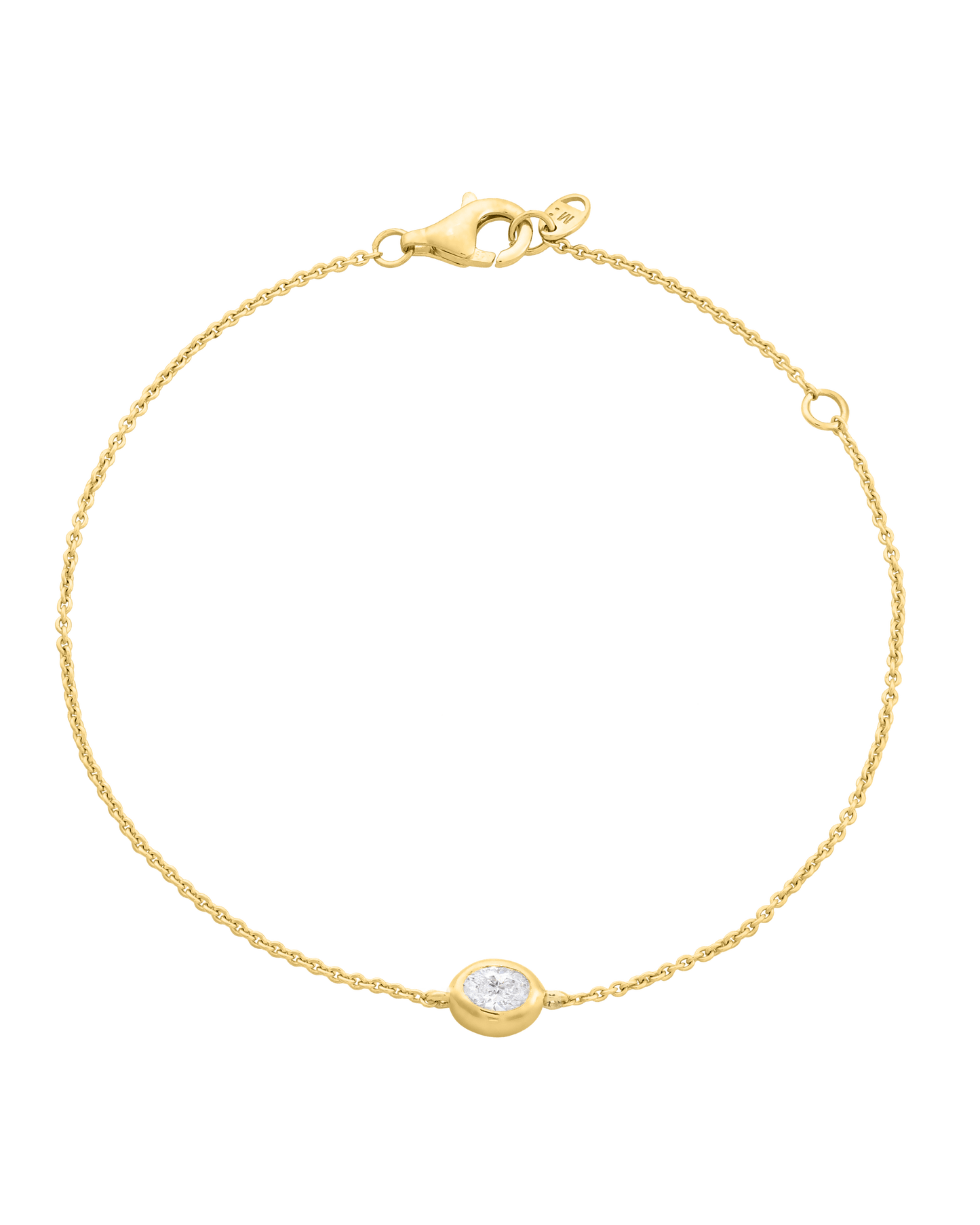 Oval Solitaire Diamond Bracelet - 18K Gold Vermeil Bracelets magal-dev 0.10 CT 6"+1“ extender 