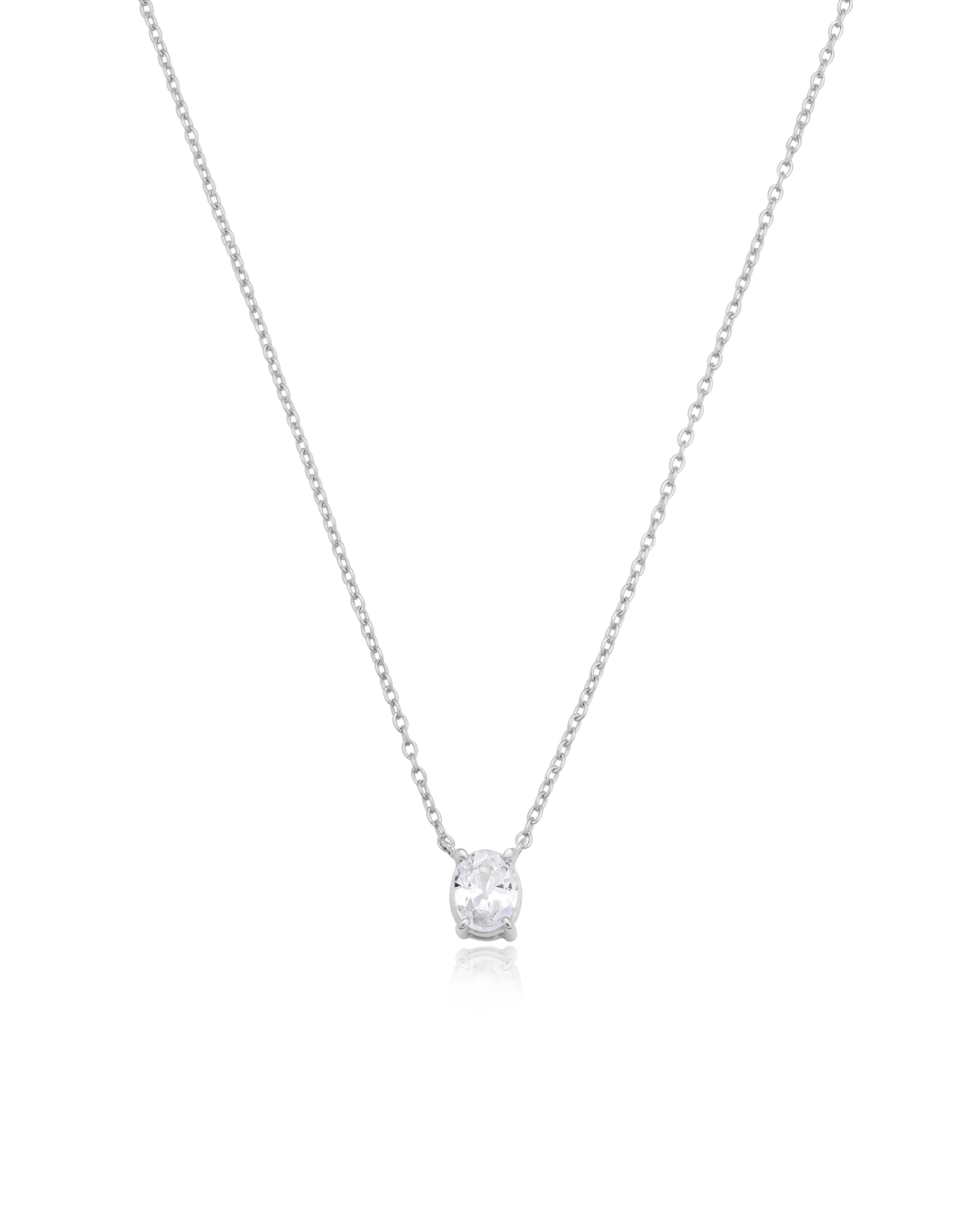Oval Solitaire Diamond Necklace - 18K Gold Vermeil Necklaces magal-dev 