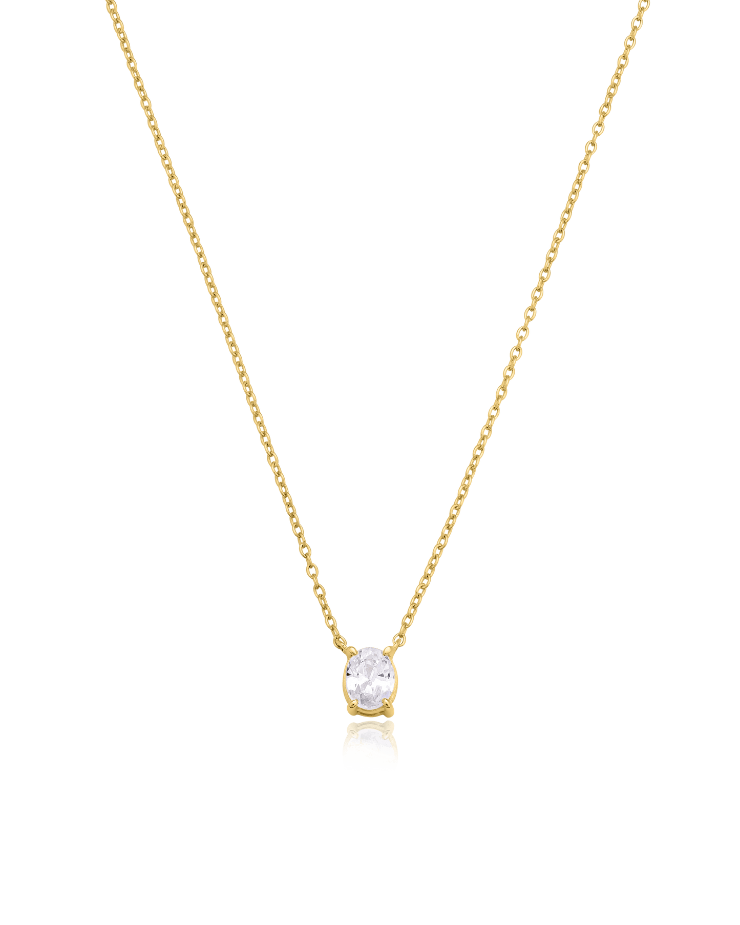 Oval Solitaire Diamond Necklace - 18K Rose Vermeil Necklaces magal-dev 