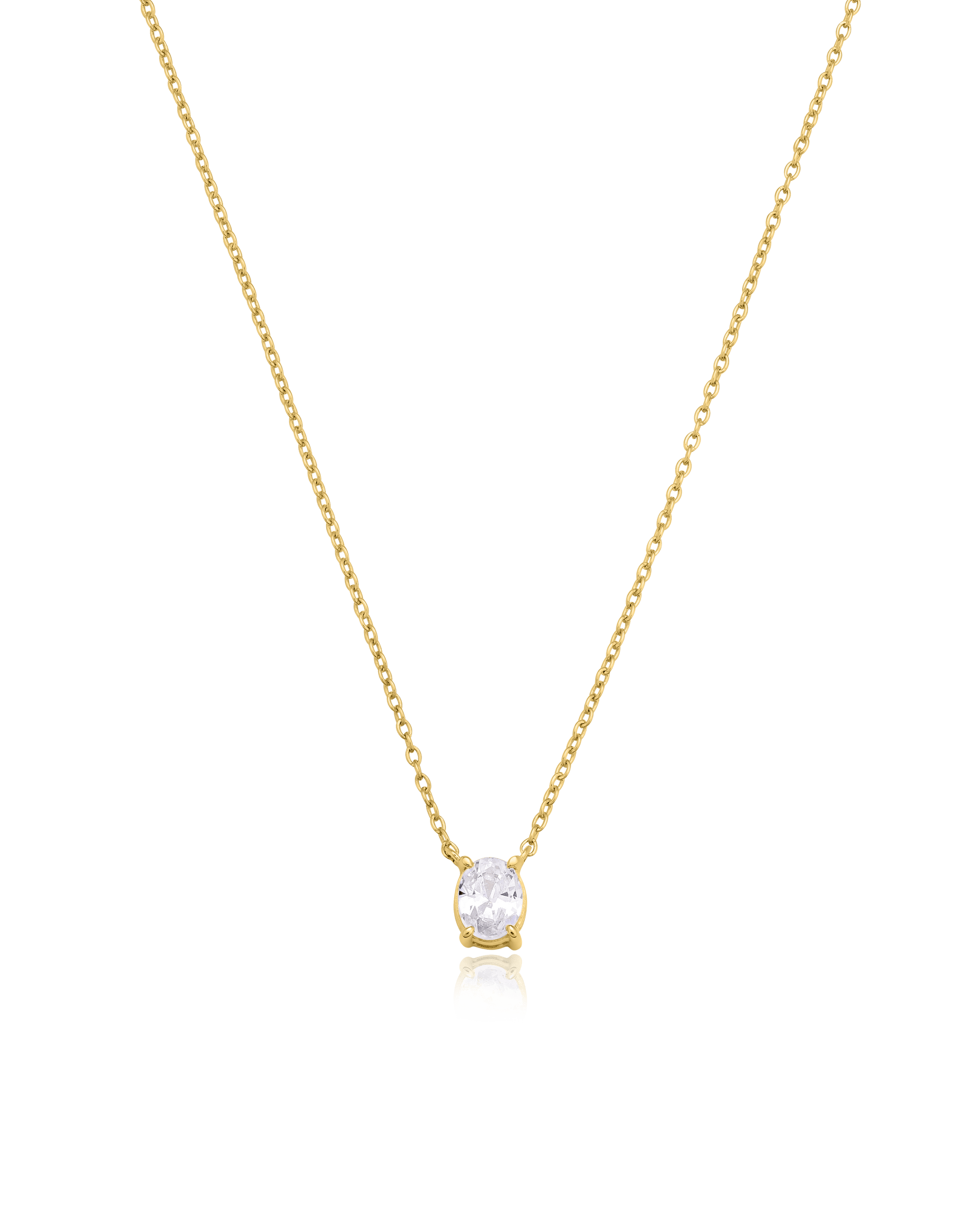 Oval Solitaire Diamond Necklace - 18K Rose Vermeil Necklaces magal-dev 