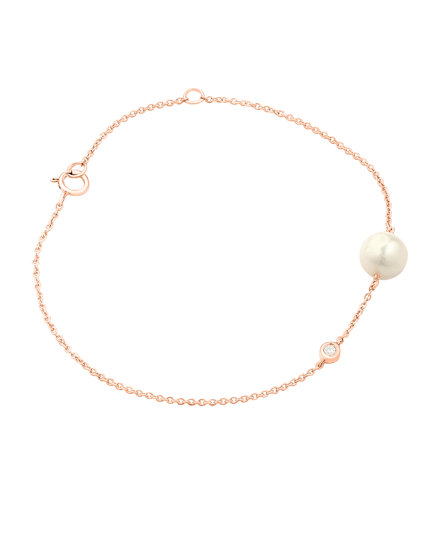 Pearl & Diamond Bezel Bracelet - 14K Rose Gold Bracelets magal-dev 6"-7" (S-M Wrist) 