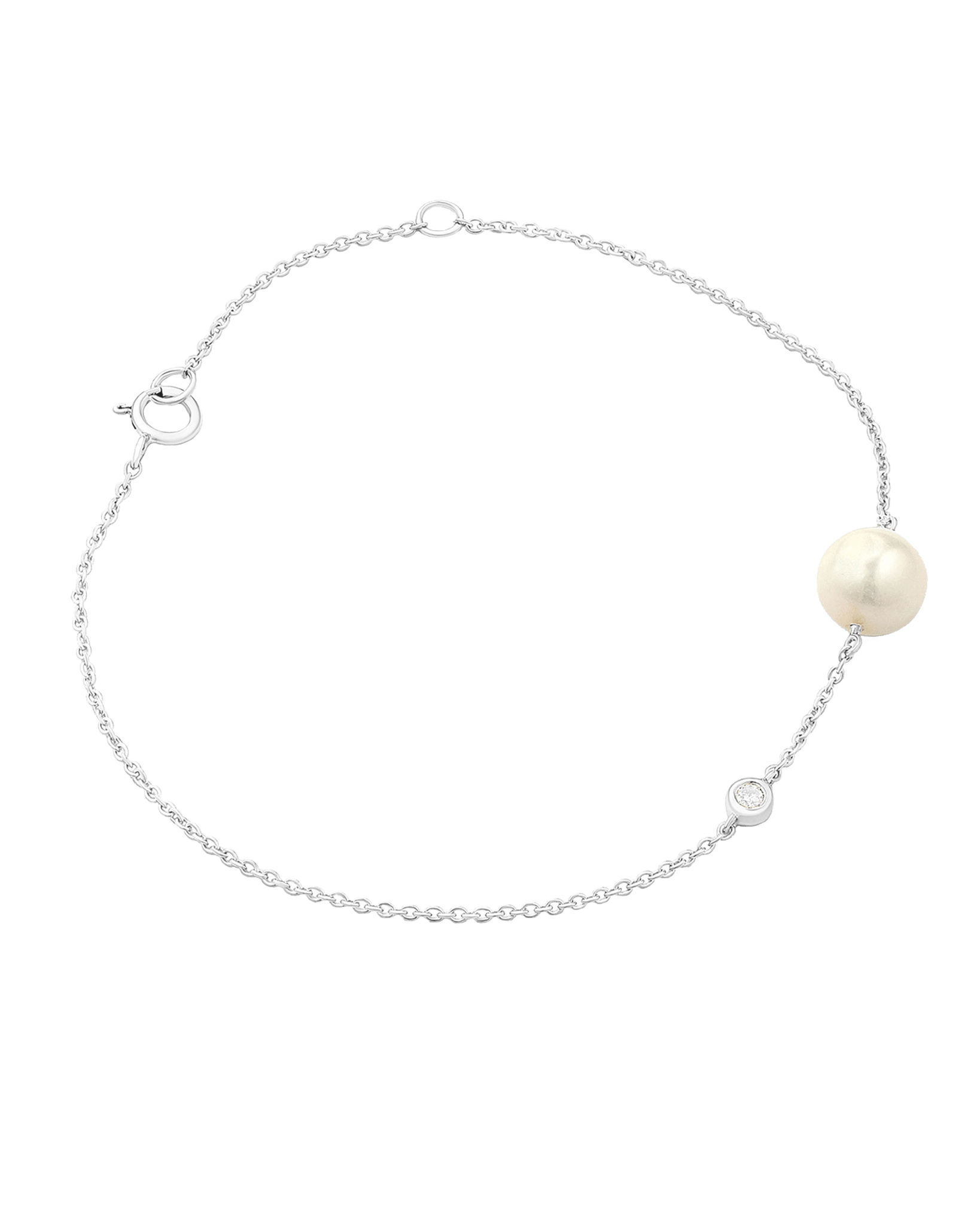 Pearl & Diamond Bezel Bracelet - 14K White Gold Bracelets magal-dev 6"-7" (S-M Wrist) 