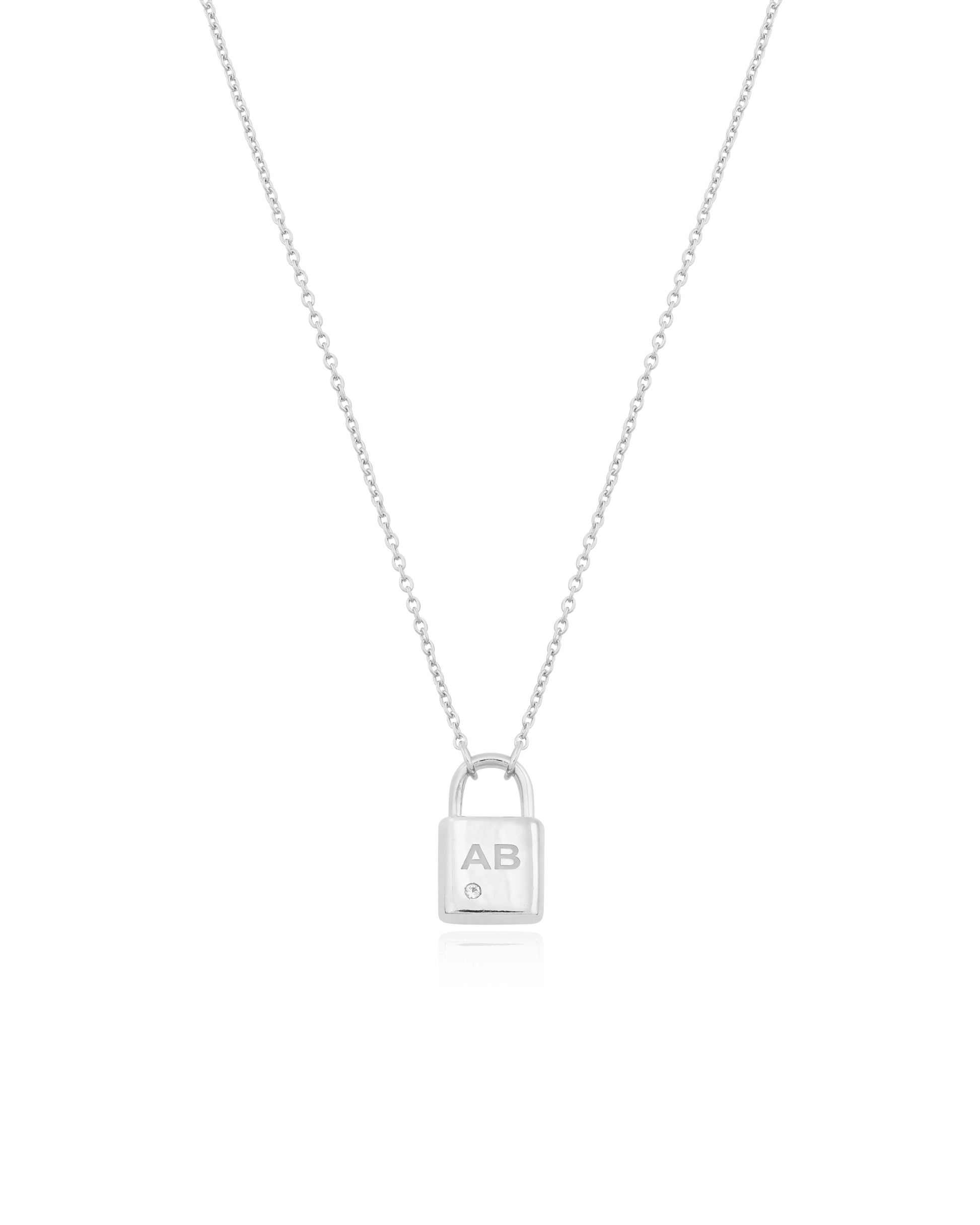 Pont Lock Necklace w/ Diamond - 18K Rose Vermeil Necklaces magal-dev 