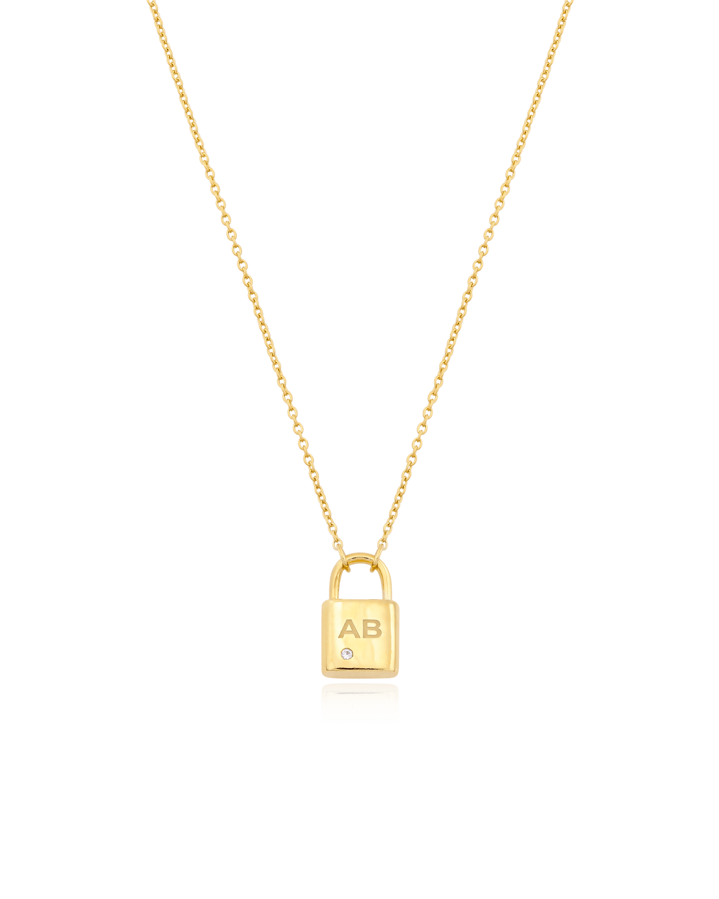 Pont Lock Necklace w/ Diamond - 925 Sterling Silver Necklaces magal-dev 