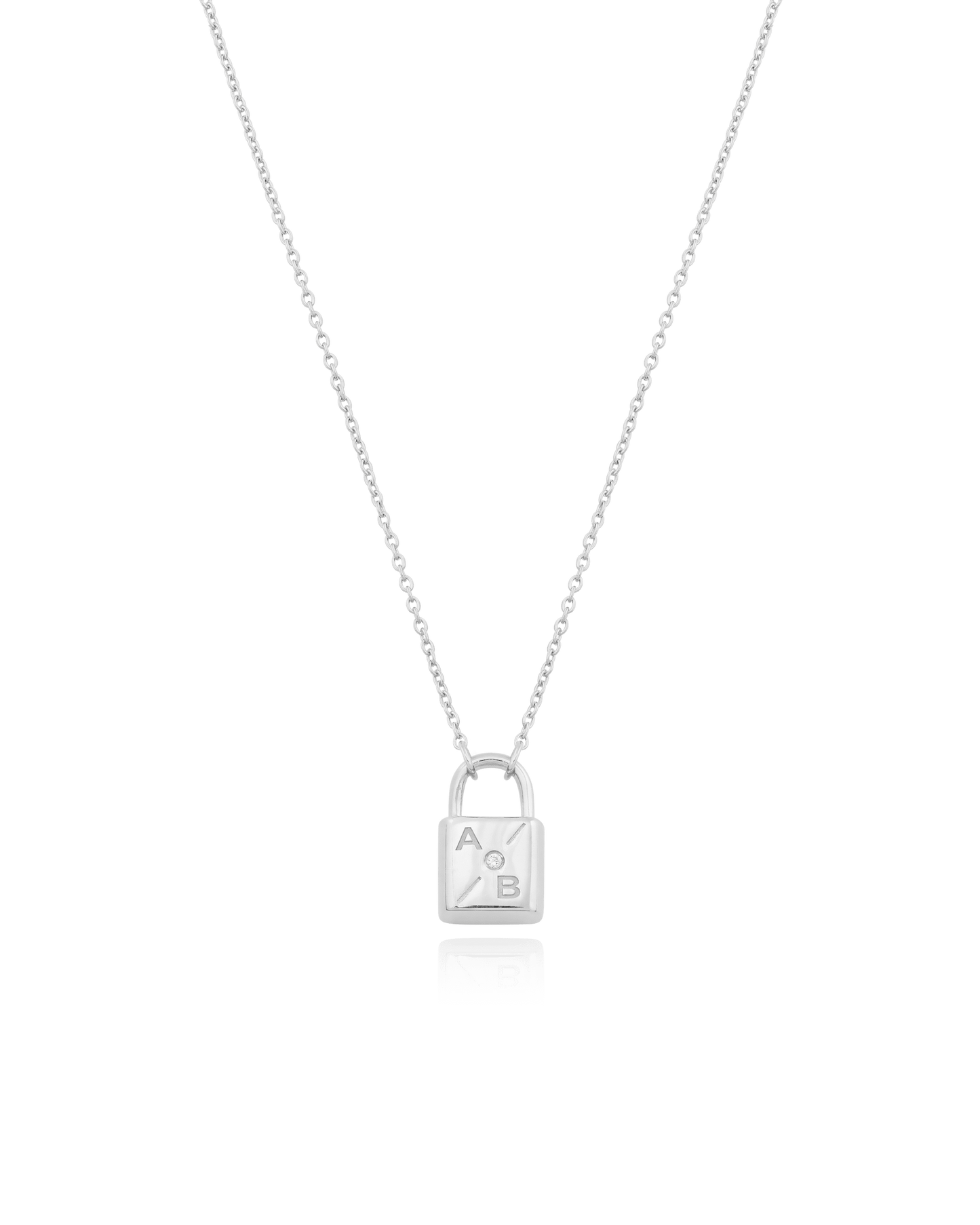 Pont Lock Necklace w/ Diamond - 18K Rose Vermeil Necklaces magal-dev 