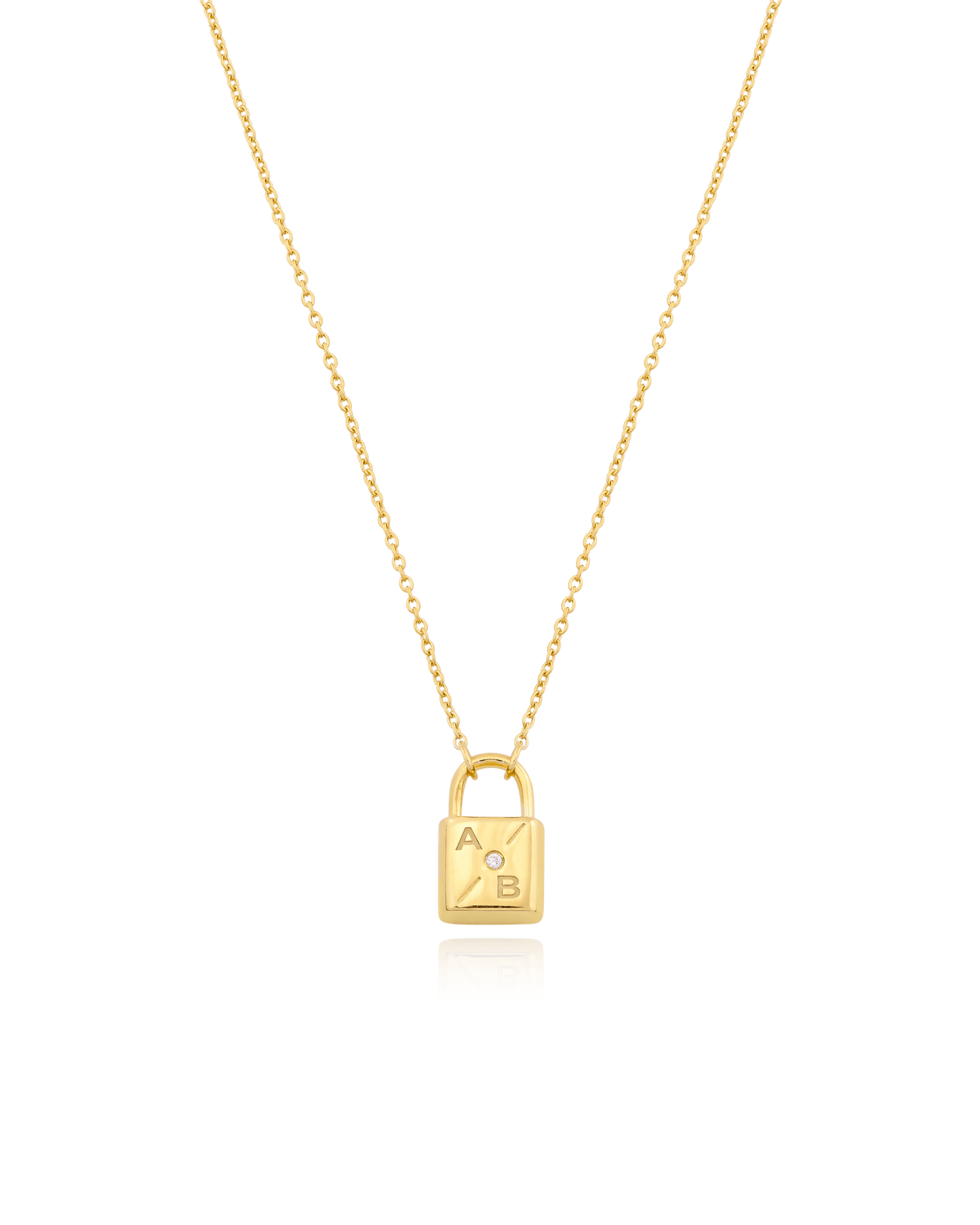 Pont Lock Necklace w/ Diamond - 18K Rose Vermeil Necklaces magal-dev 