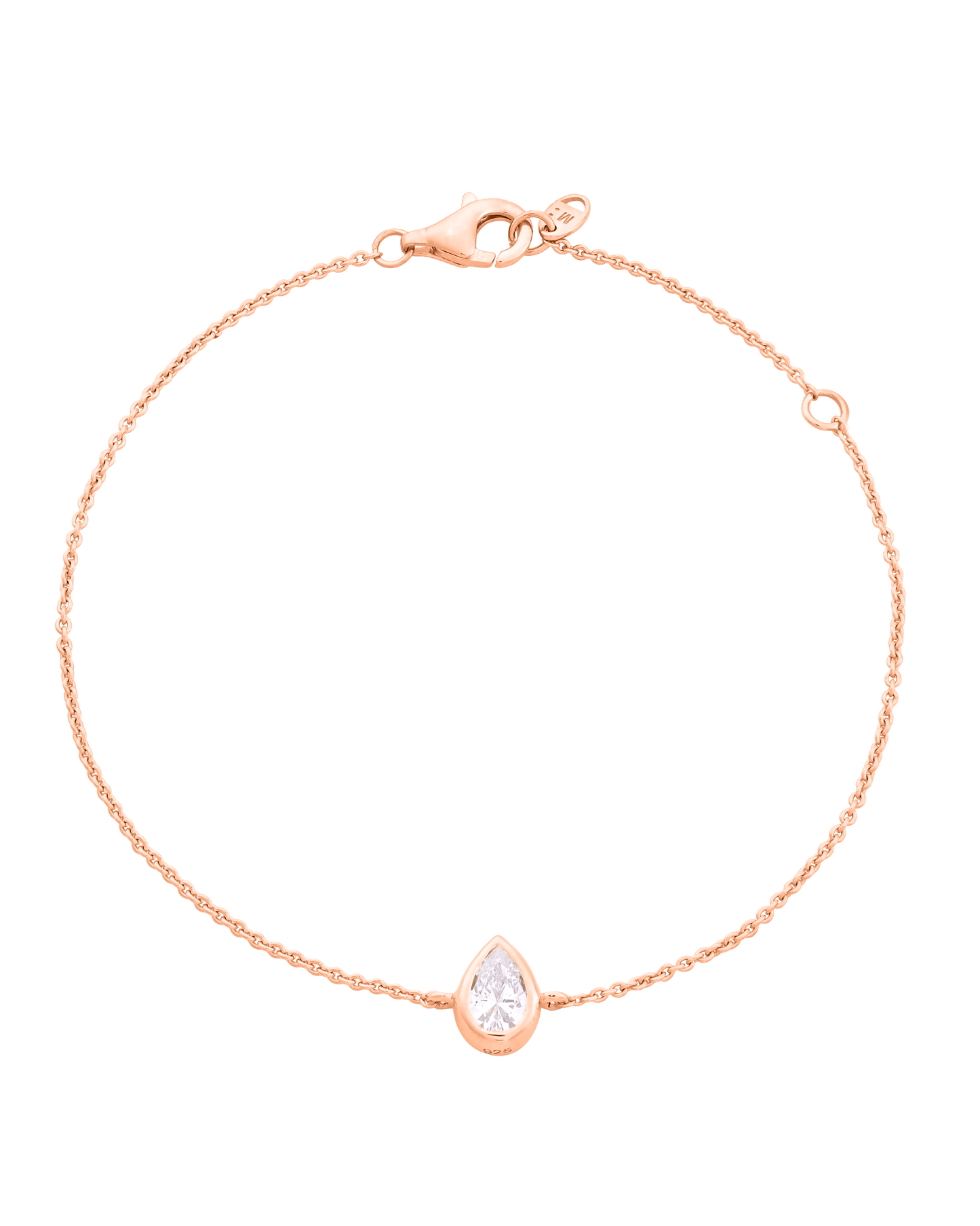 Pear Solitaire Diamond Bracelet - 18K Rose Vermeil Bracelets magal-dev 0.10 CT 6"+1“ extender 