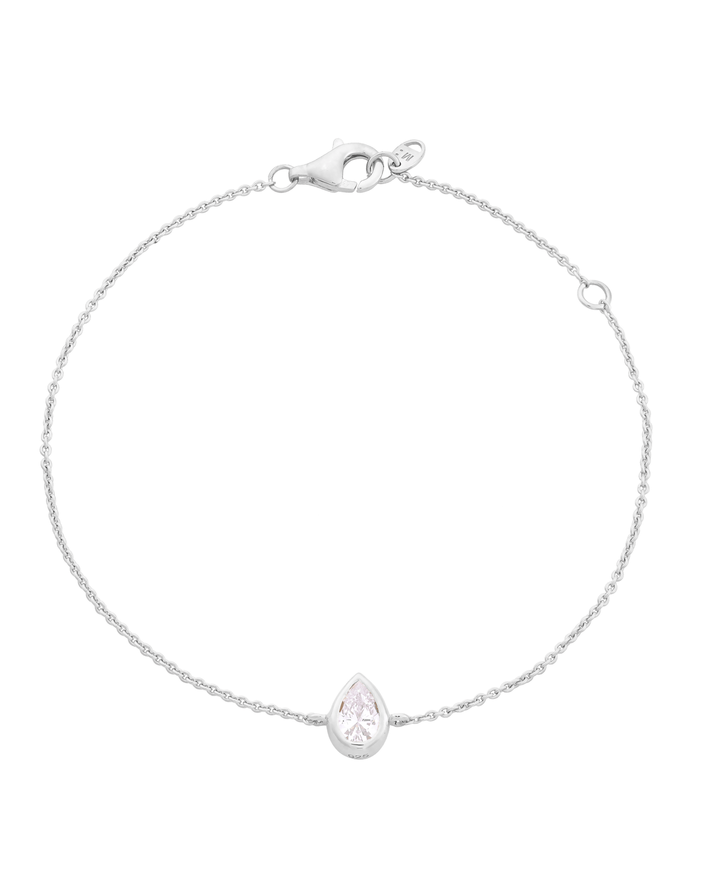 Pear Solitaire Diamond Bracelet - 925 Sterling Silver Bracelets magal-dev 0.10 CT 6"+1“ extender 