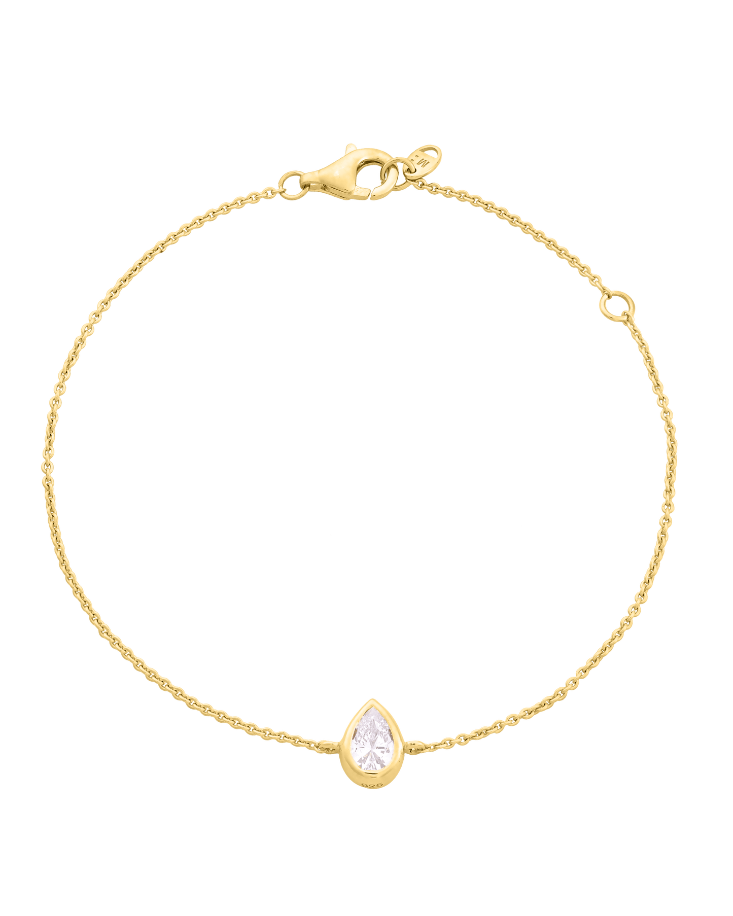Pear Solitaire Diamond Bracelet - 18K Gold Vermeil Bracelets magal-dev 0.10 CT 6"+1“ extender 