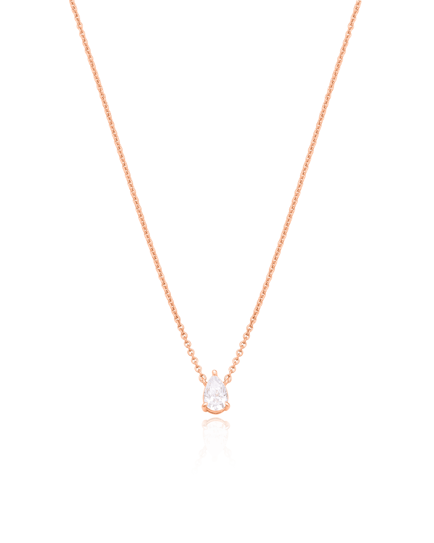 Pear Solitaire Diamond Necklace - 925 Sterling Silver Necklaces magal-dev 