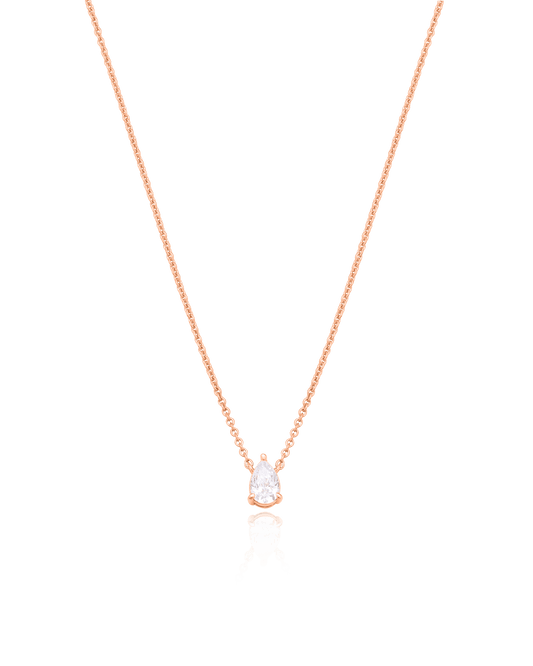 Pear Solitaire Diamond Necklace - 18K Rose Vermeil Necklaces magal-dev 0.10 CT 16” 