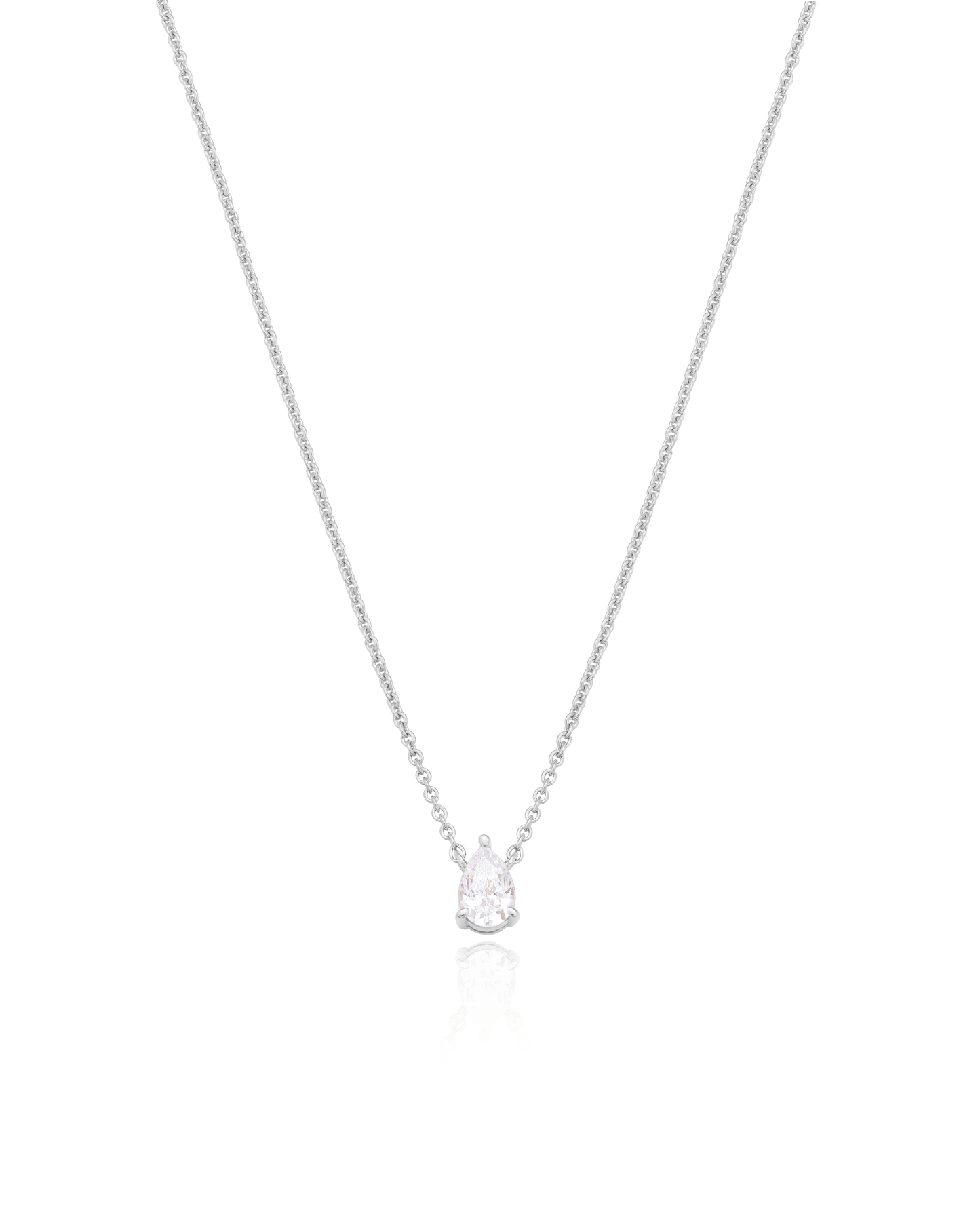 Pear Solitaire Diamond Necklace - 14K White Gold Necklaces magal-dev 0.10 CT 16” 