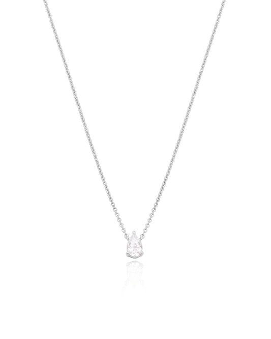 Pear Solitaire Diamond Necklace - 14K White Gold Necklaces magal-dev 0.10 CT 16” 