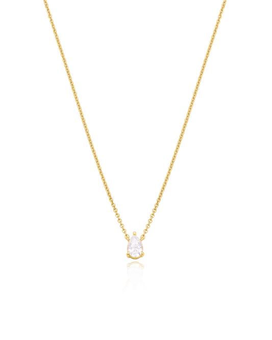 Pear Solitaire Diamond Necklace - 18K Gold Vermeil Necklaces magal-dev 0.10 CT 16” 
