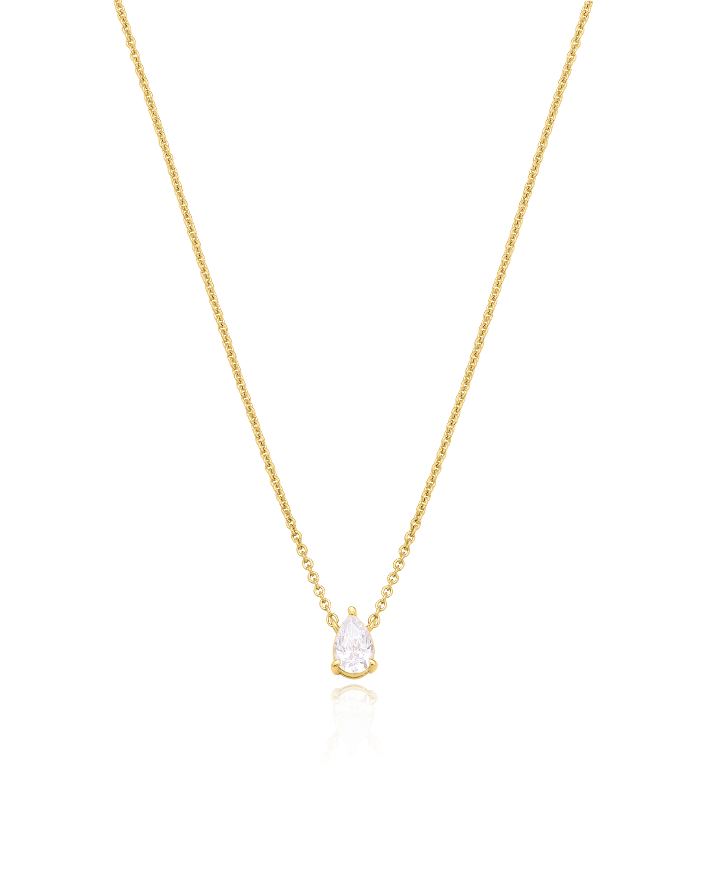 Pear Solitaire Diamond Necklace - 14K Yellow Gold Necklaces magal-dev 0.10 CT 16” 