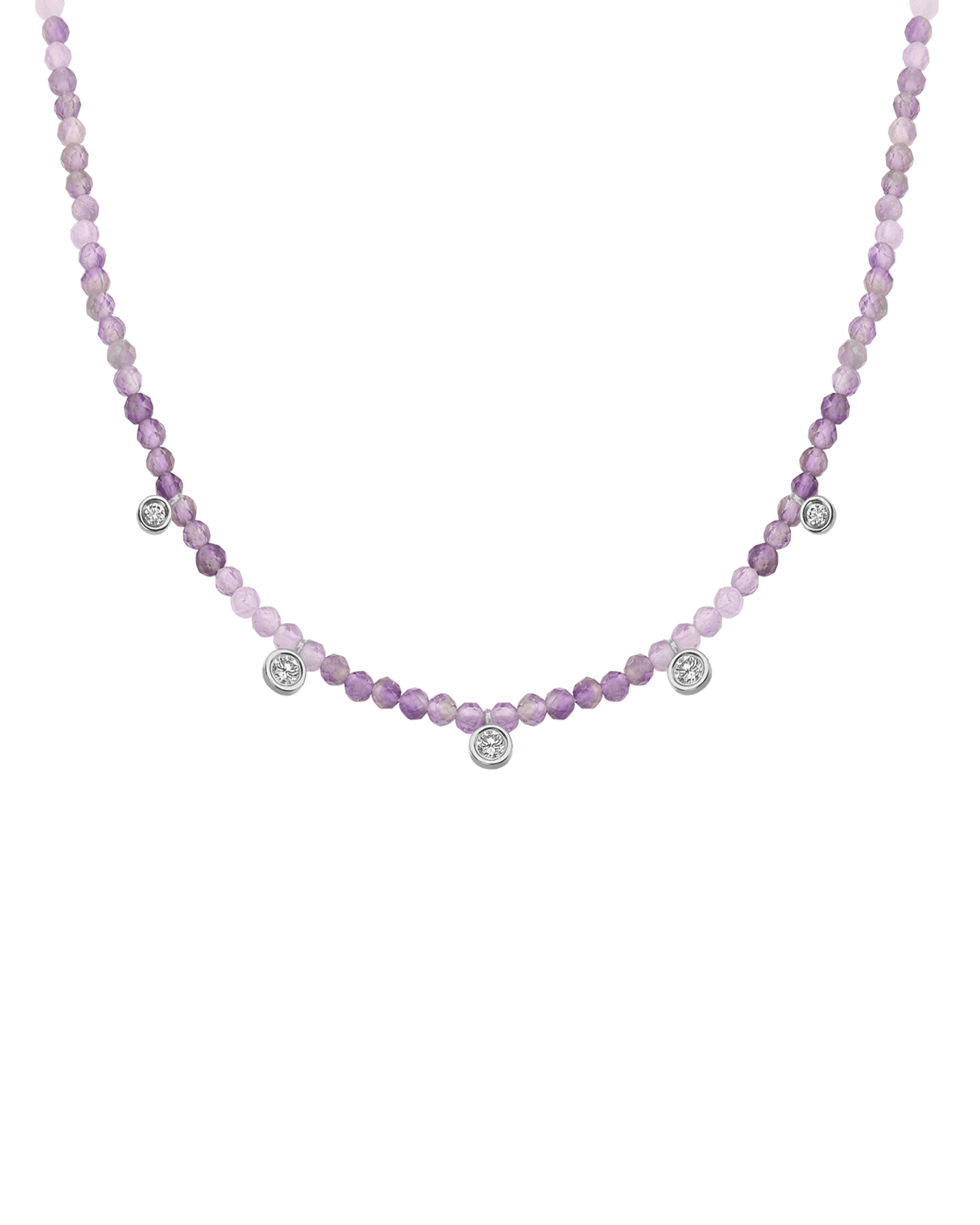 Black Spinel Gemstone & Five diamonds Necklace - 14K Rose Gold Necklaces magal-dev 